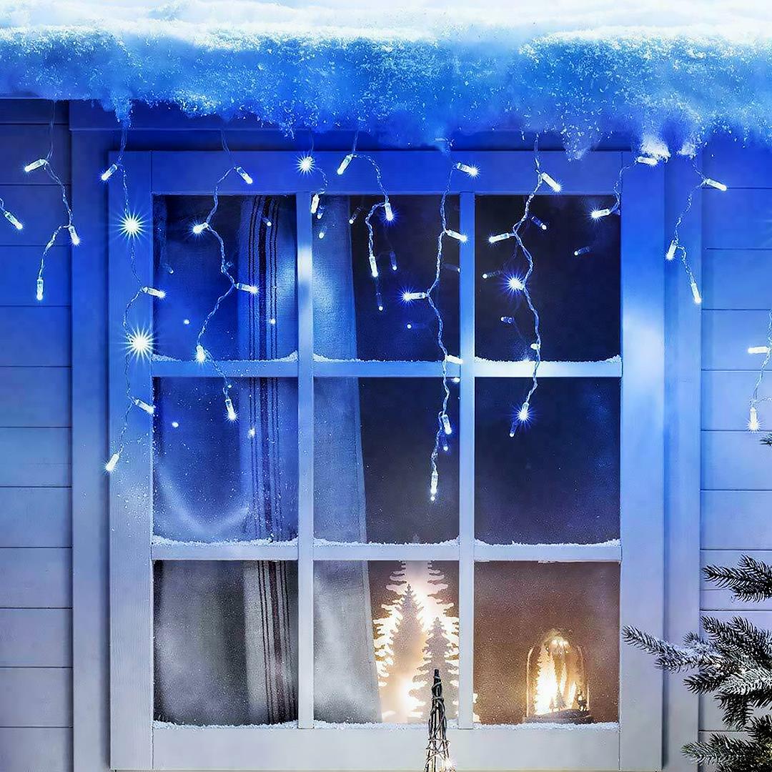 200 Christmas Blue & White Led Icicle Lights by Geezy - The Magic Toy Shop
