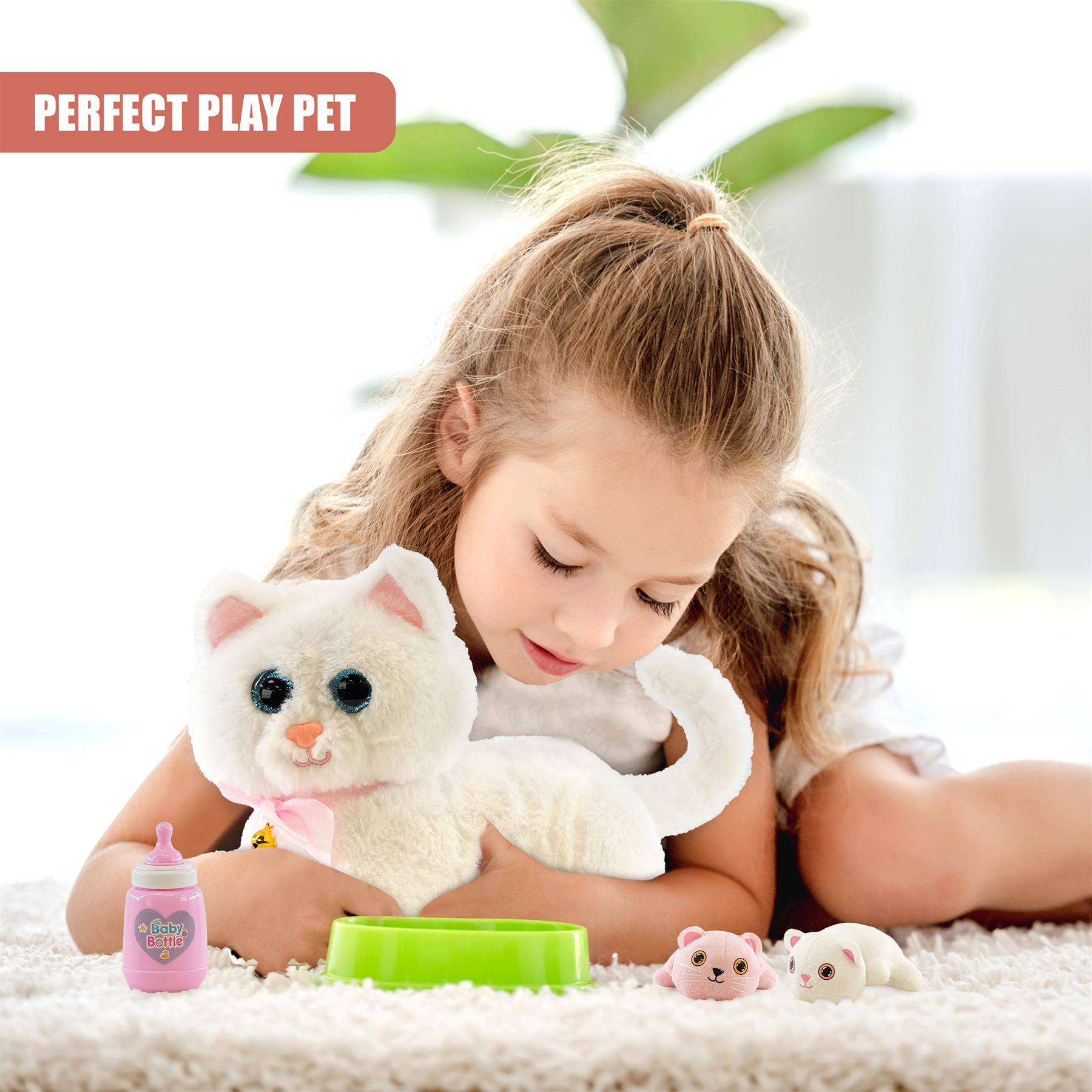 Interactive Plush Cat with 2 Kittens and Sounds by The Magic Toy Shop - The Magic Toy Shop