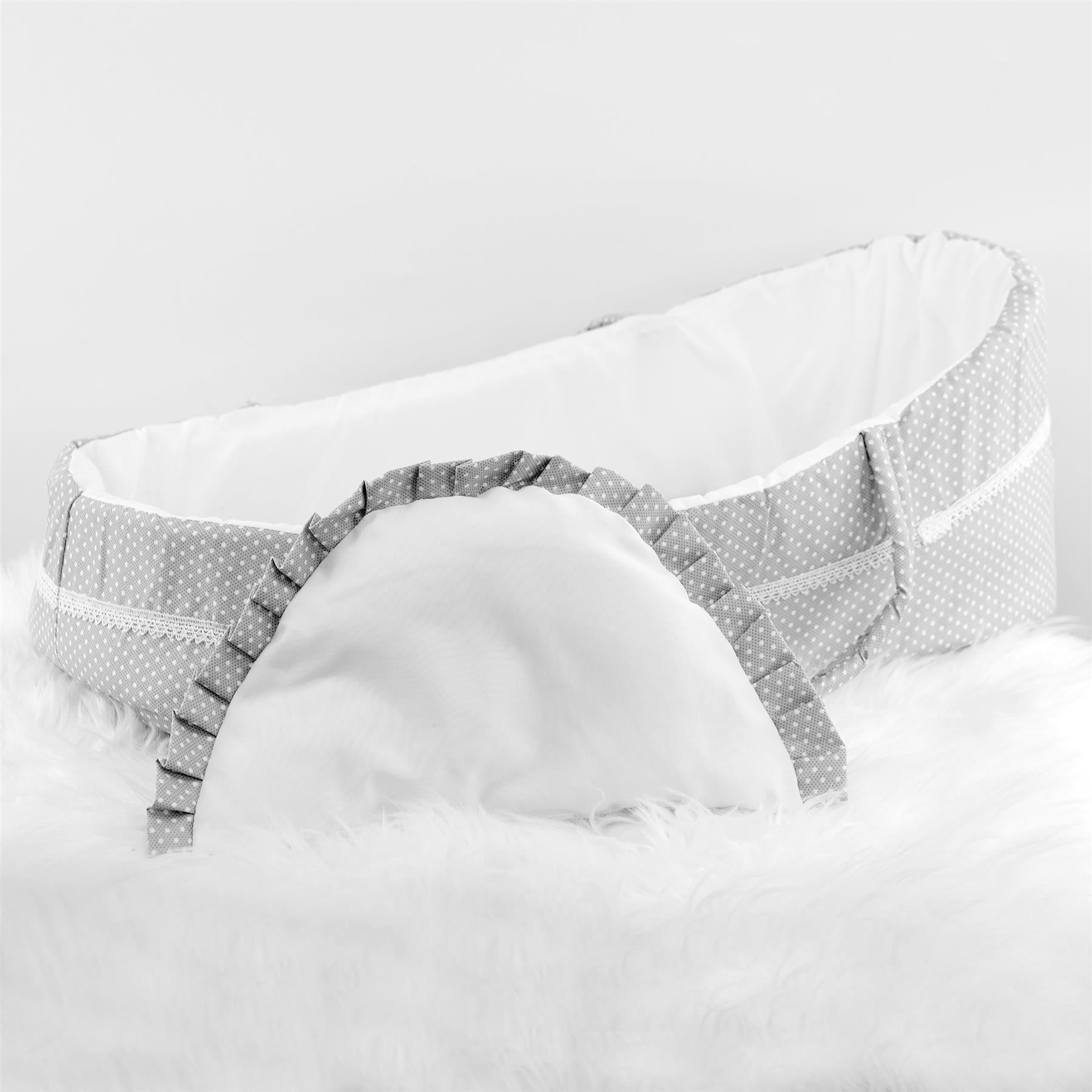 20“ Grey Baby Dolls Carry Cot Bed with Pillow & Carry Handles by BiBi Doll - The Magic Toy Shop