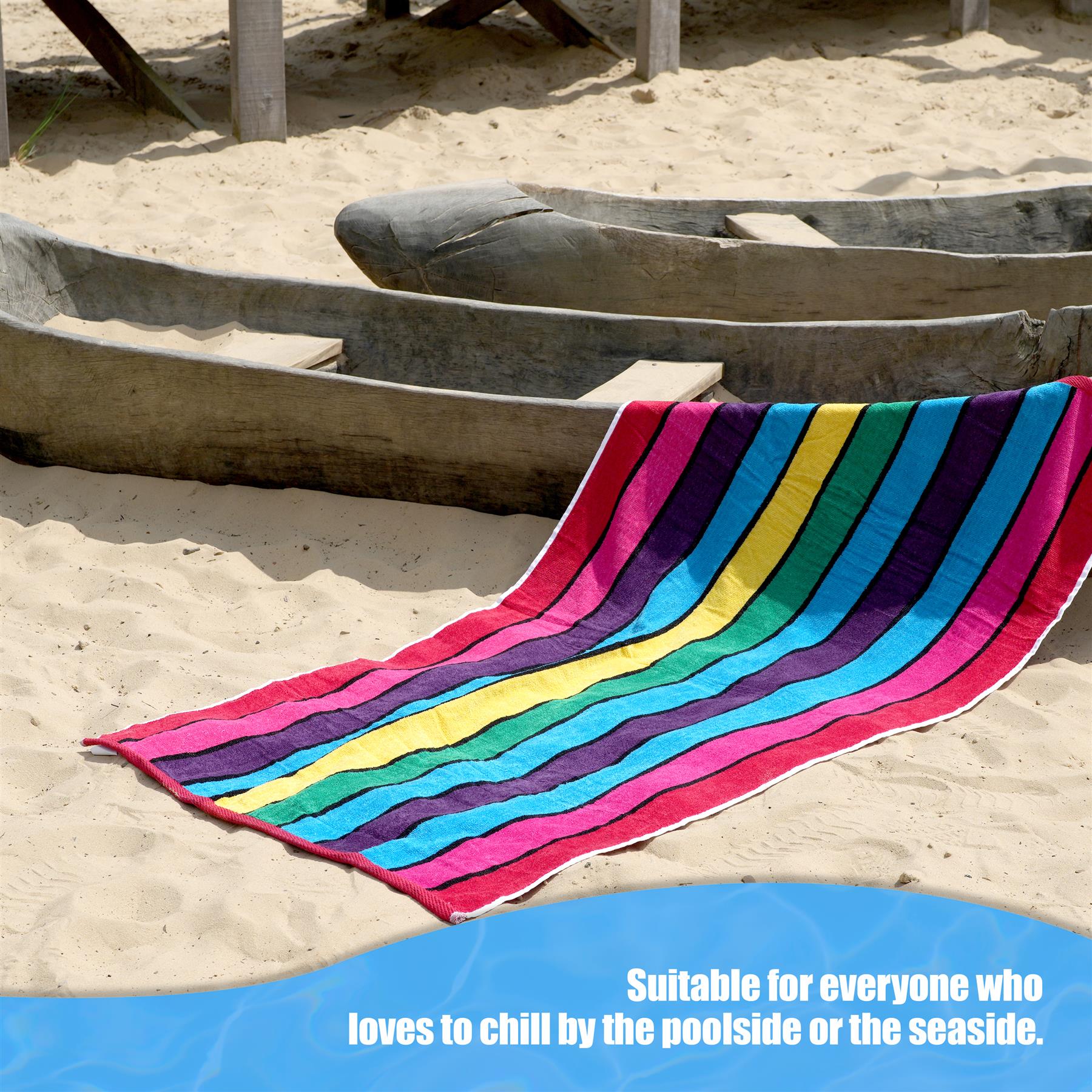 Large Velour Striped Beach Towel (Crimson Skyline) by Geezy - The Magic Toy Shop