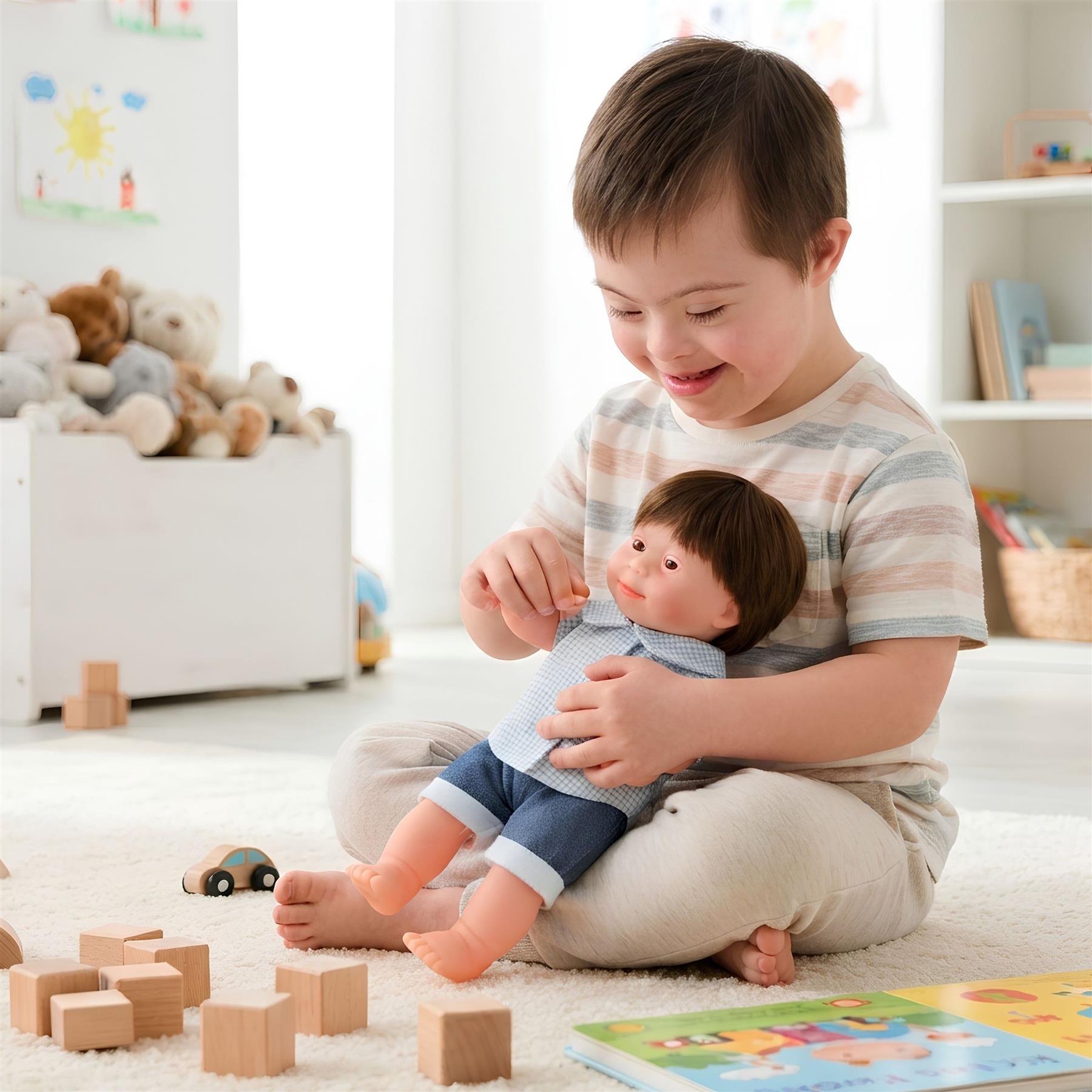 BiBi Doll Down Syndrome Boy - Brown Hair (36 cm / 14")