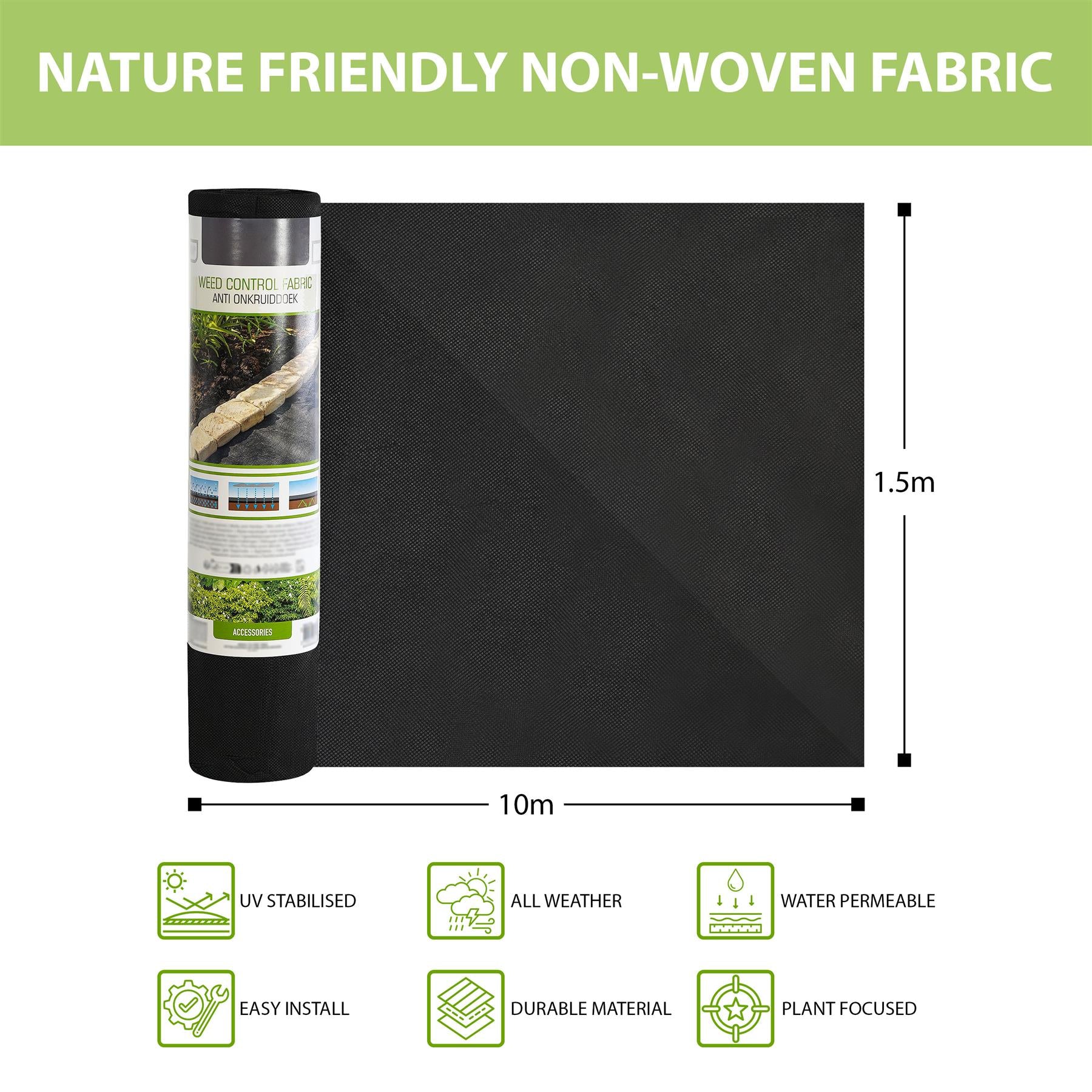 Non-woven Weed Control Fabric 1.5x8m by GEEZY - The Magic Toy Shop