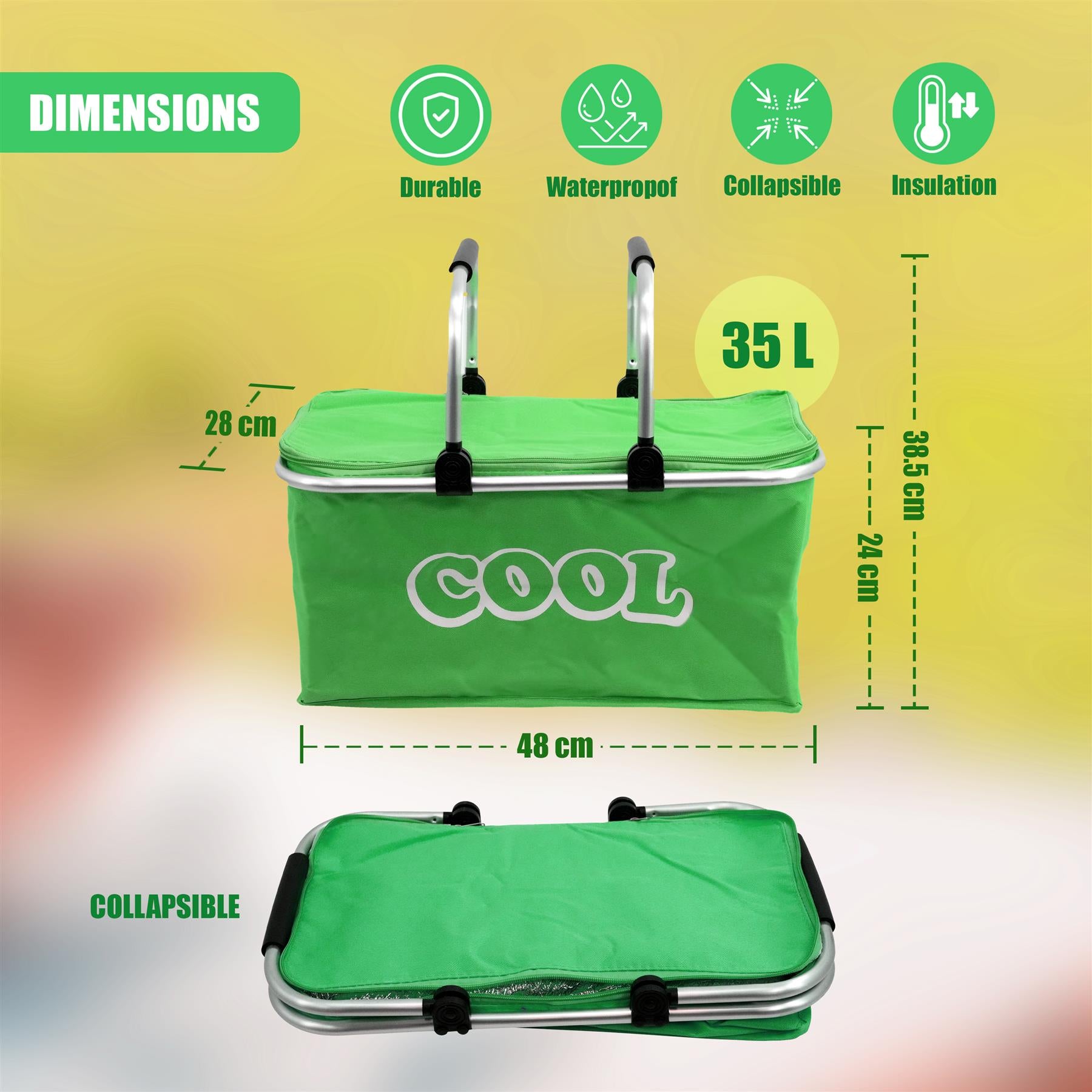 Green Cooler Basket Bag by Geezy - The Magic Toy Shop