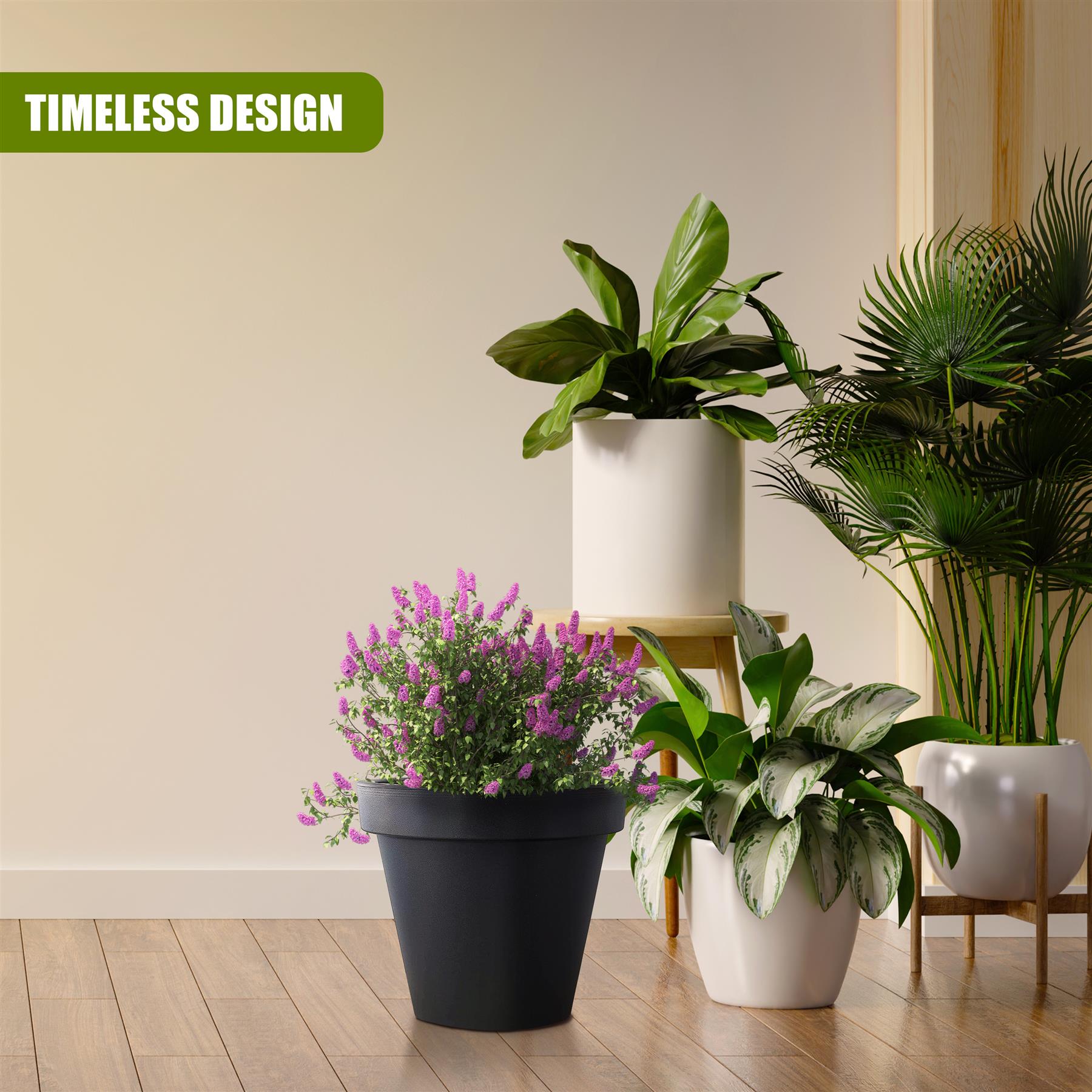 Anthracite Round Flower Planter 26 cm by GEEZY - The Magic Toy Shop