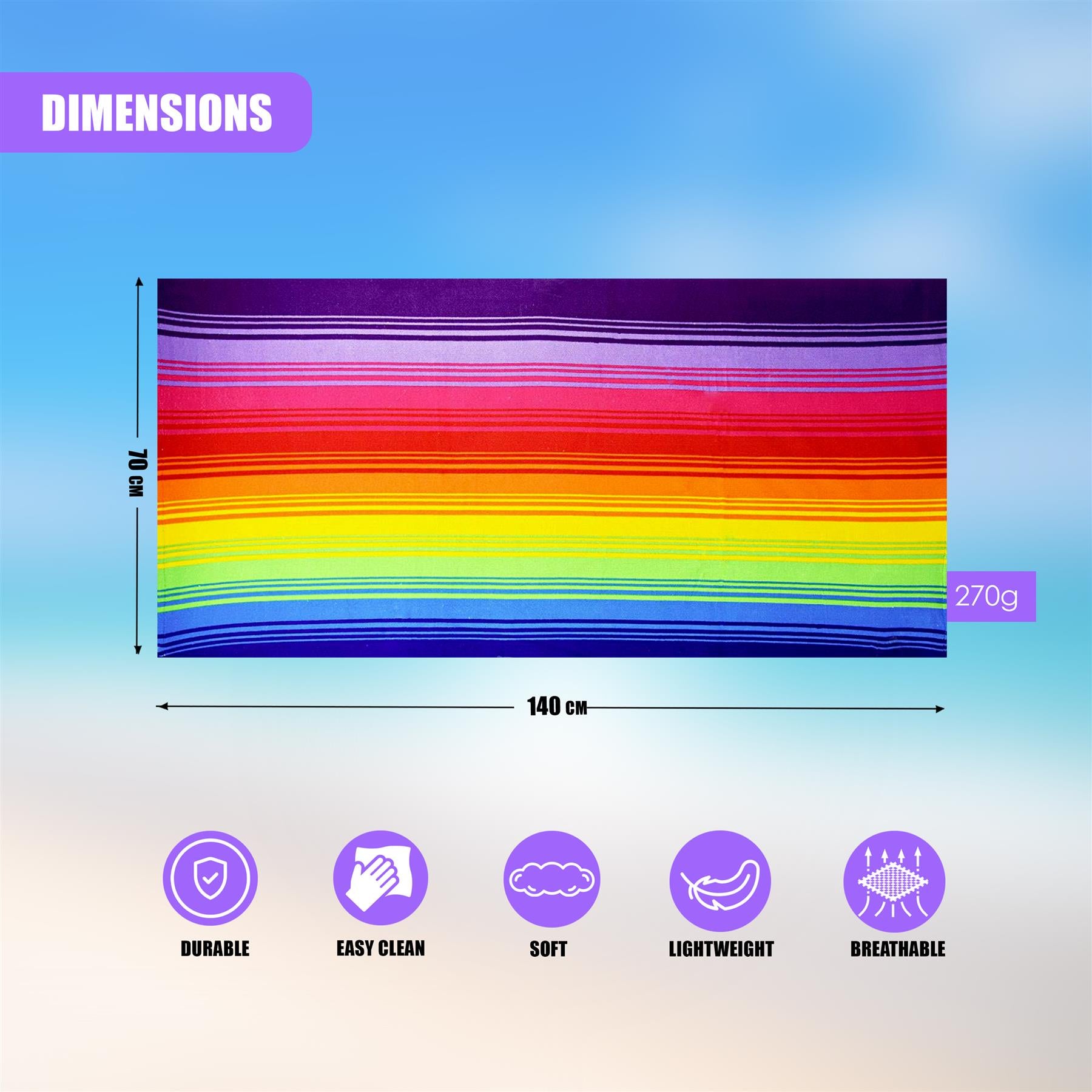 Rainbow Design Large Towel by GEEZY - The Magic Toy Shop