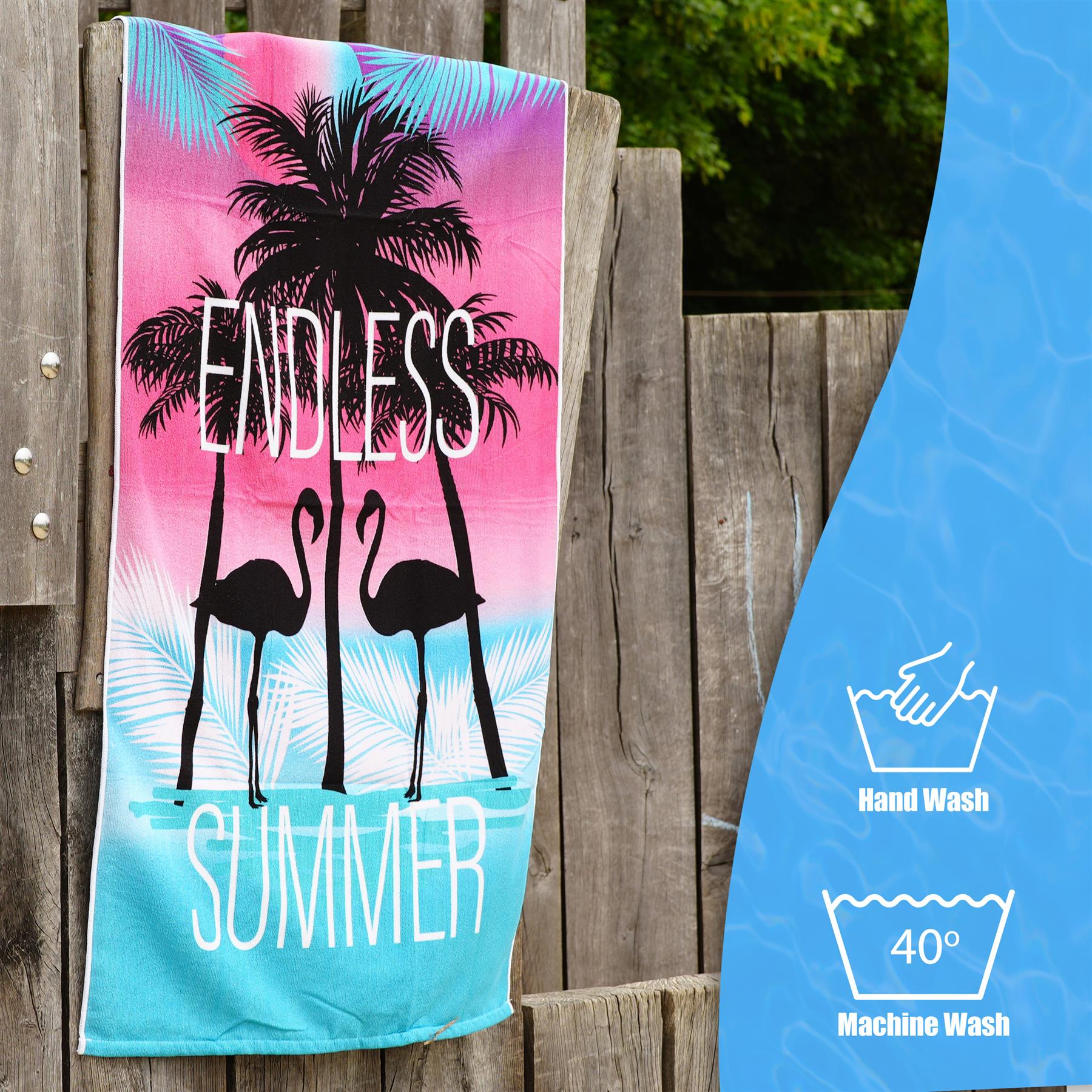 Beach Bath Towel Flamingo Design Microfibre Towel by GEEZY - The Magic Toy Shop