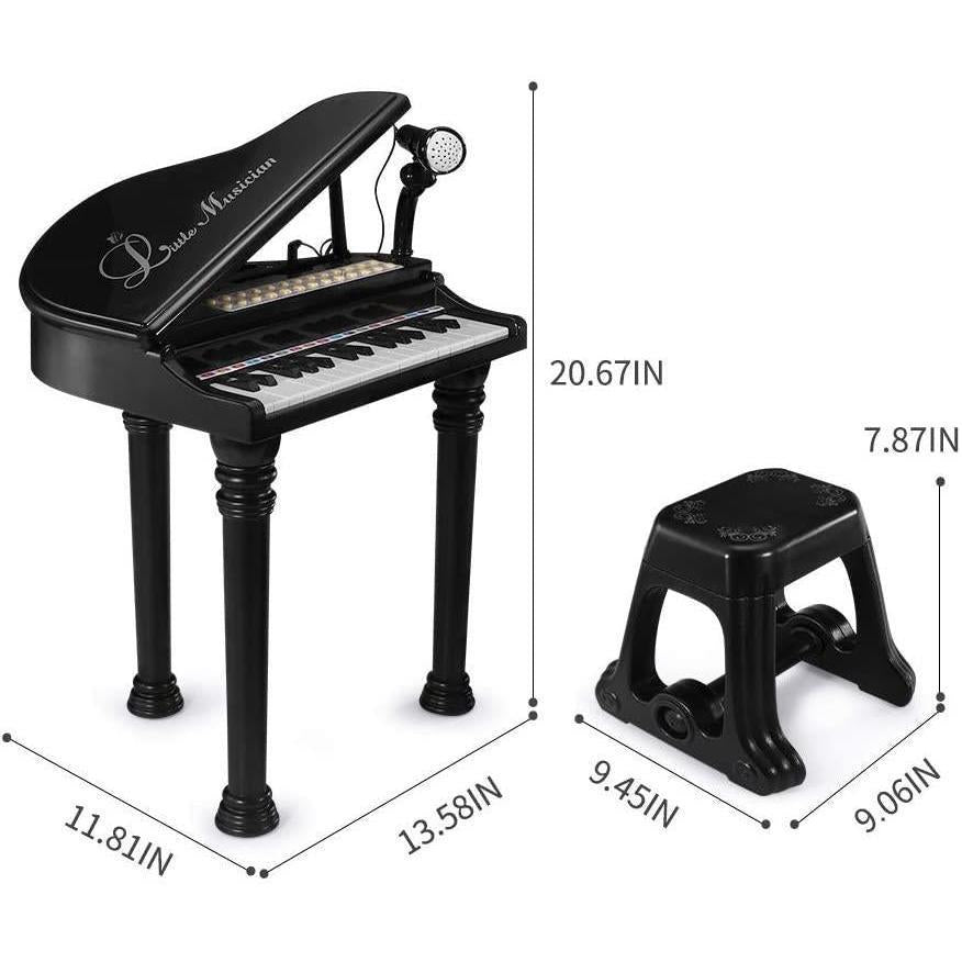 Black Electronic Piano With Microphone and Stool by The Magic Toy Shop - The Magic Toy Shop