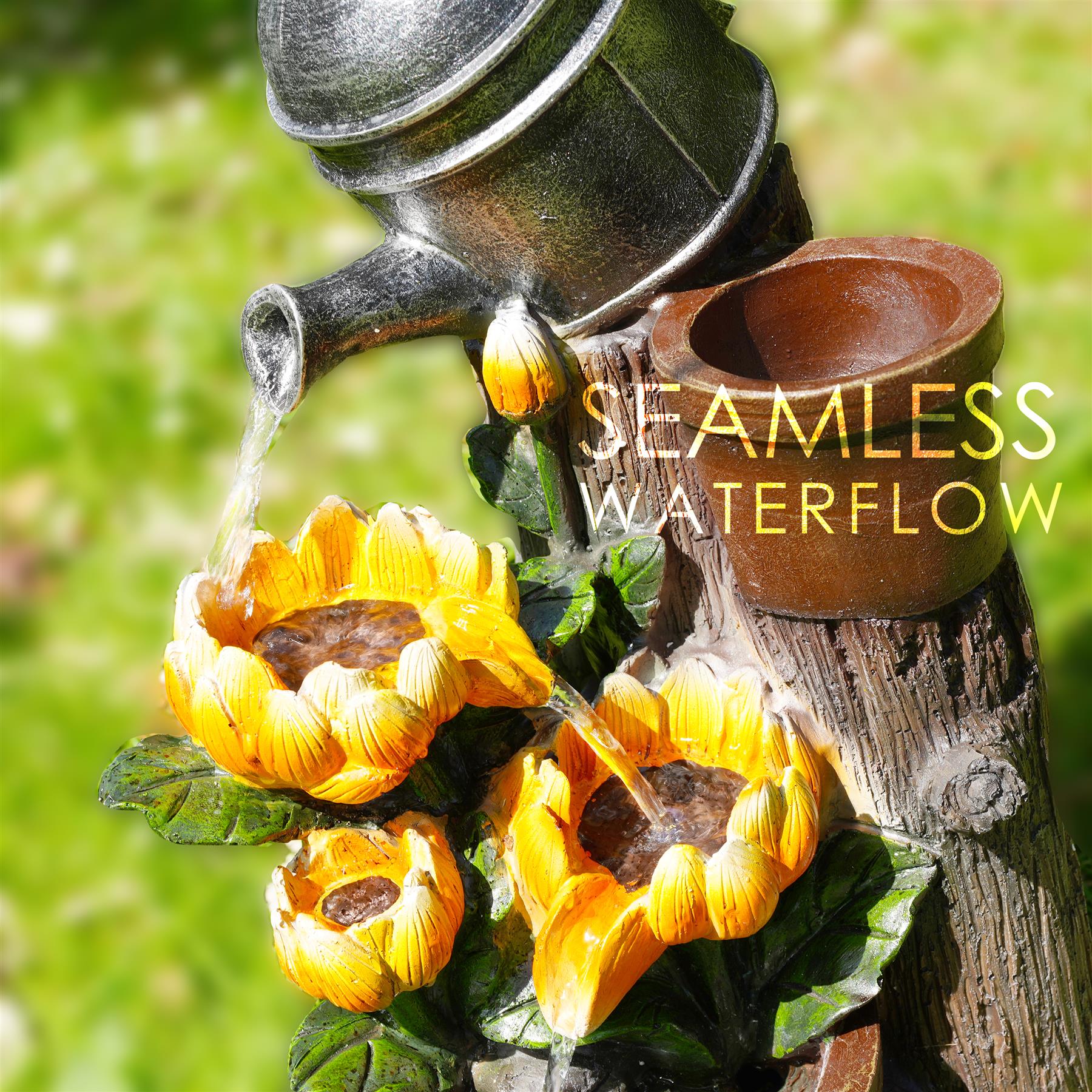 Sunflower Solar Water Feature Outdoor With LED by GEEZY - The Magic Toy Shop