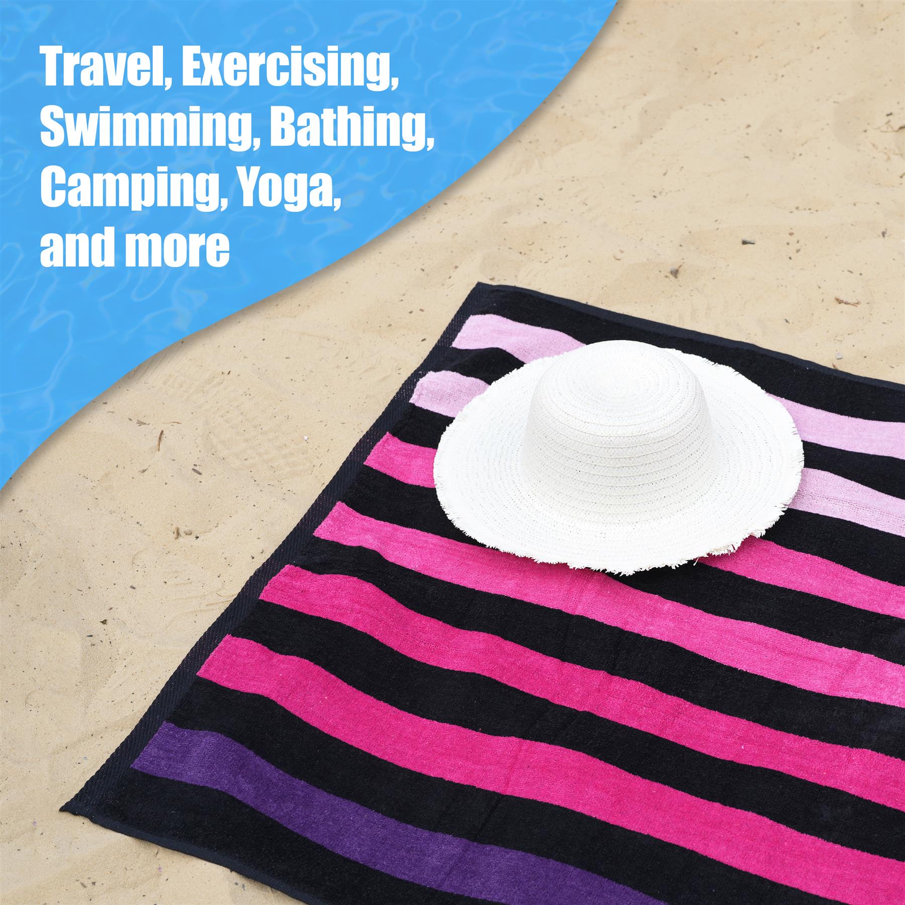 Large Velour Striped Beach Towel (Sunset) by GEEZY - The Magic Toy Shop