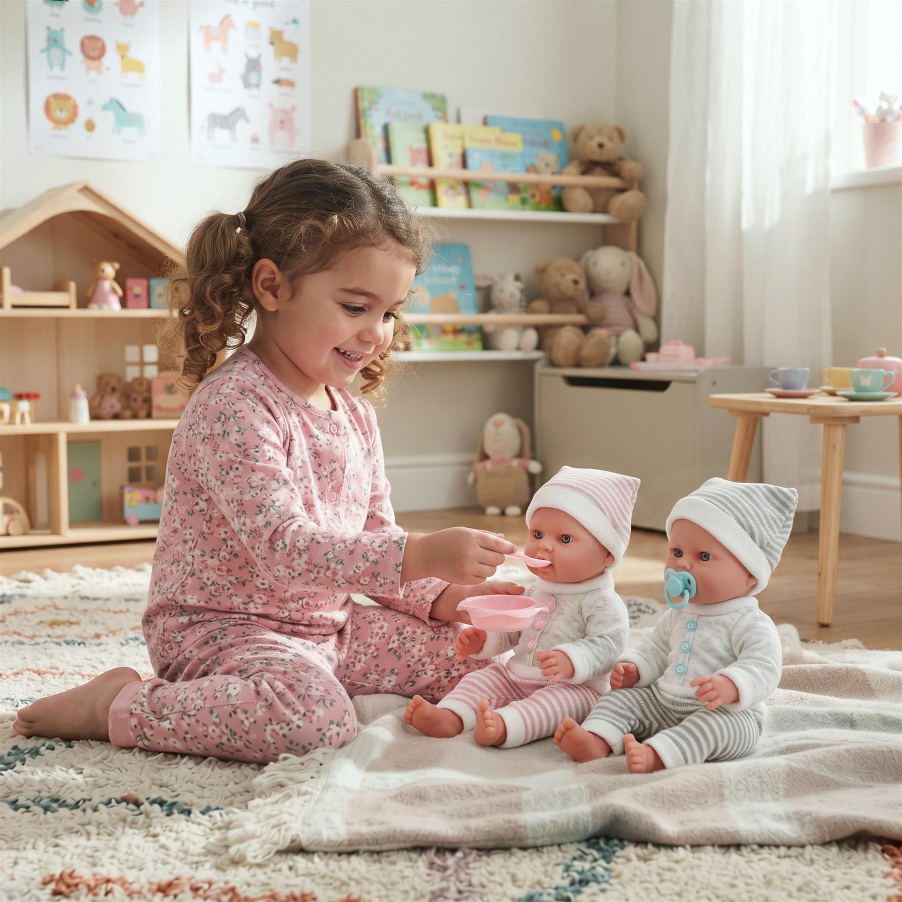 Twin Baby Dolls Dummy and Feeding Set
