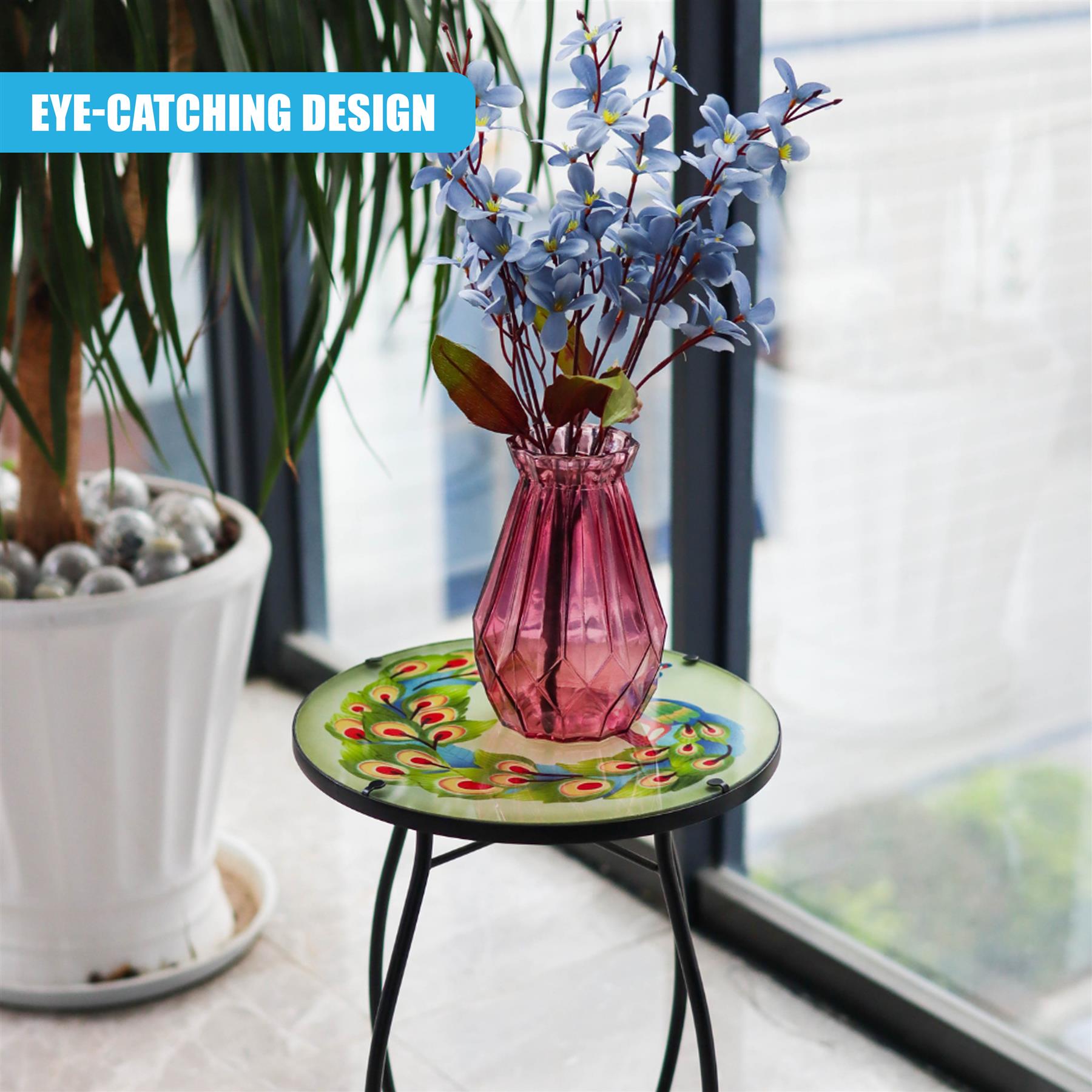 Round Side Mosaic Table With Peacock Design by GEEZY - The Magic Toy Shop