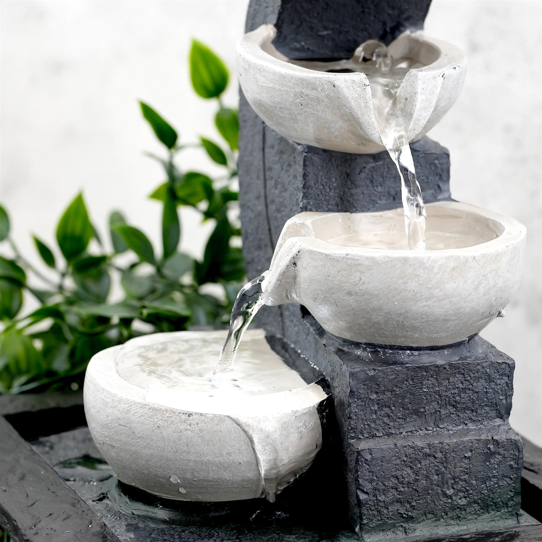 White Bowls Water Feature Indoor With LED by GEEZY - The Magic Toy Shop