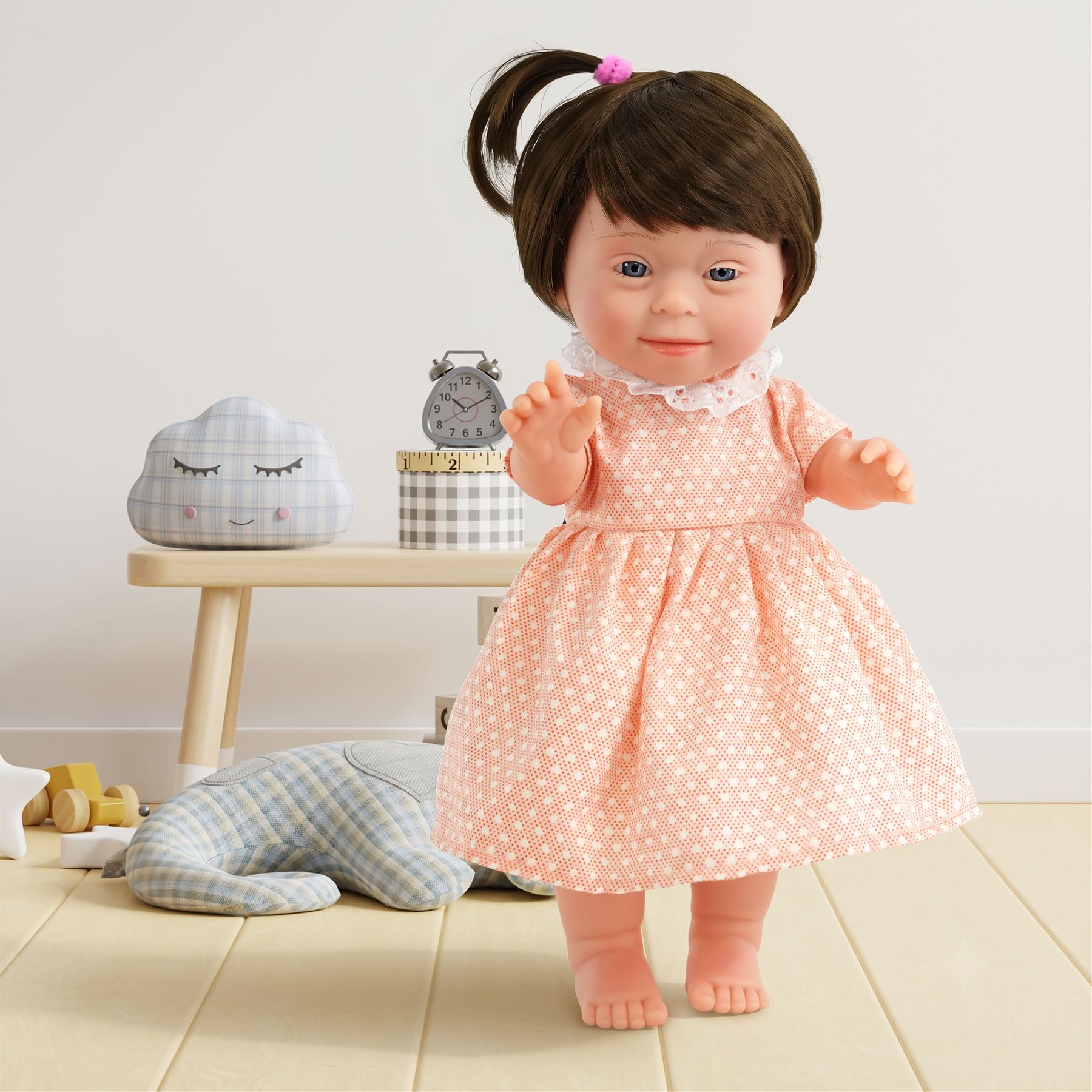BiBi Doll Down Syndrome Girl - Brown Hair (36 cm / 14")