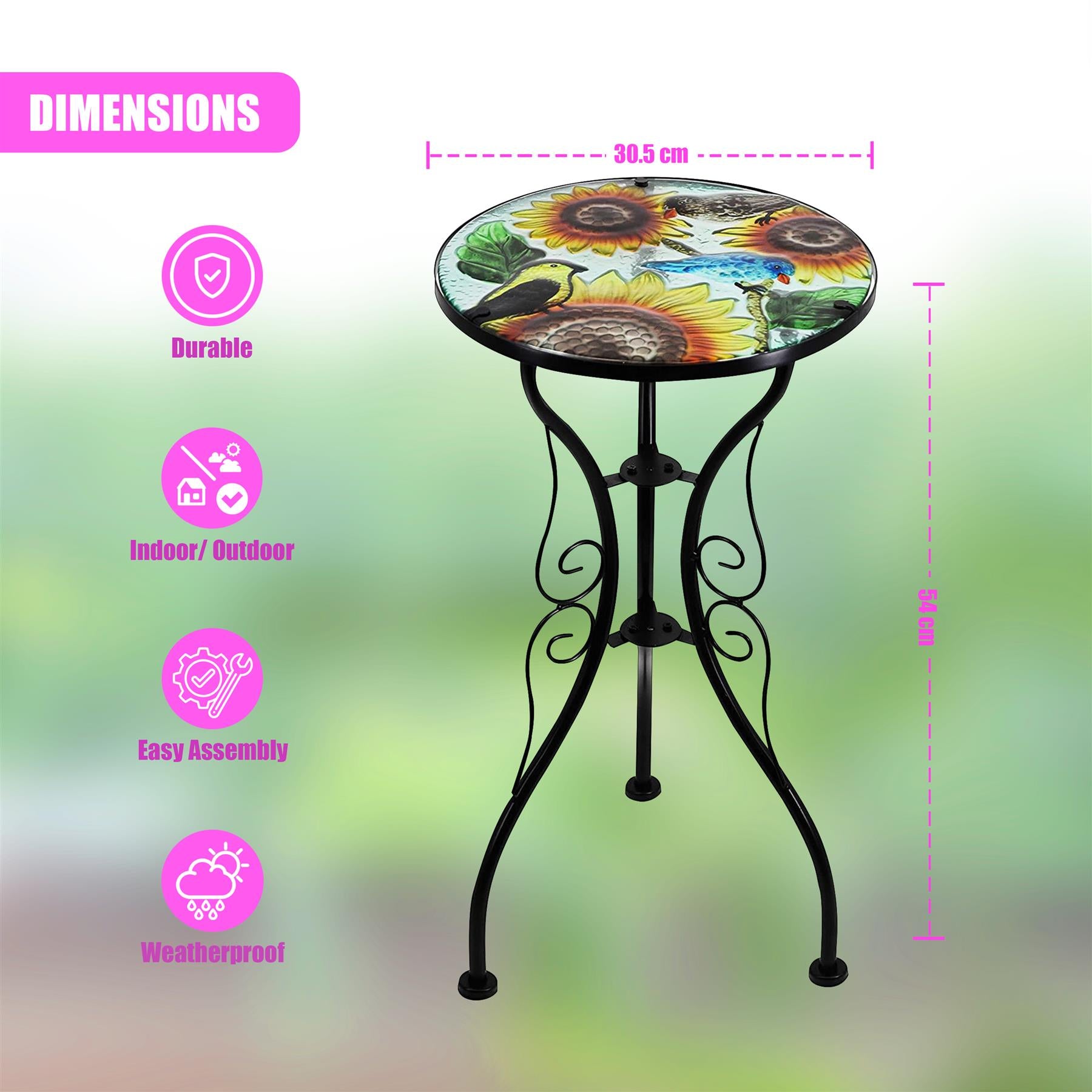 Round Side Mosaic Table With Sunflower Design by Geezy - The Magic Toy Shop