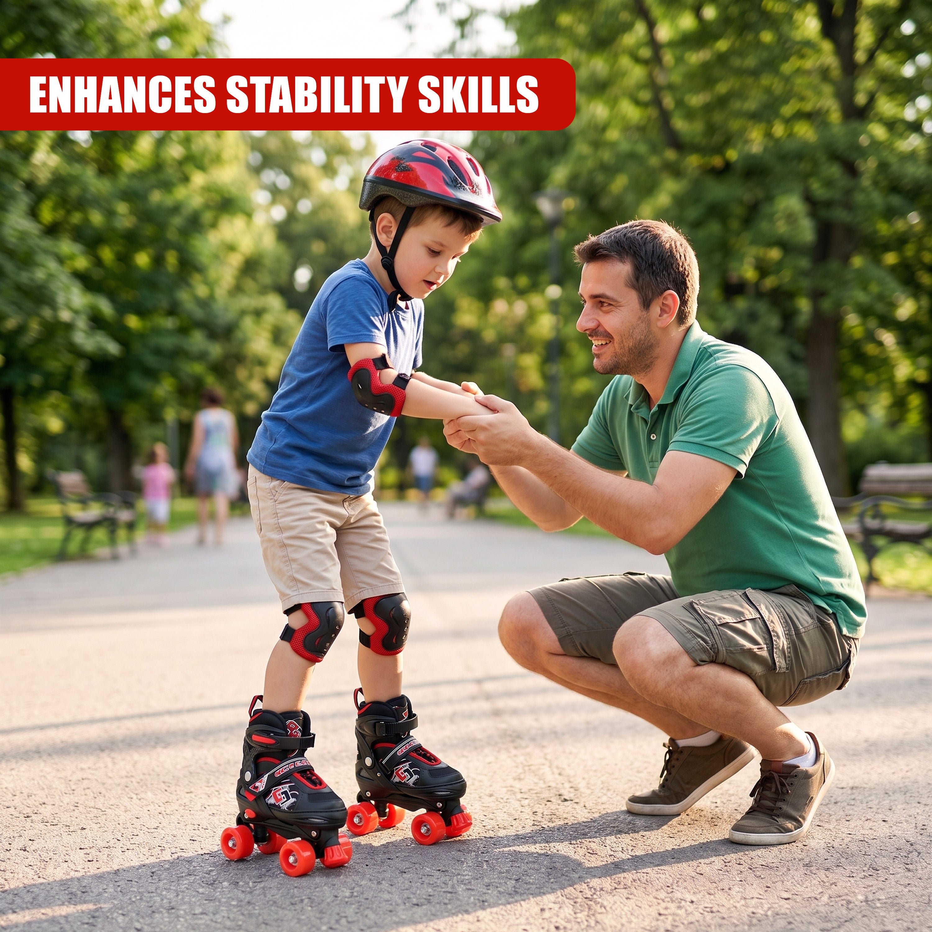 Black & Red Kids Adjustable Roller Skates