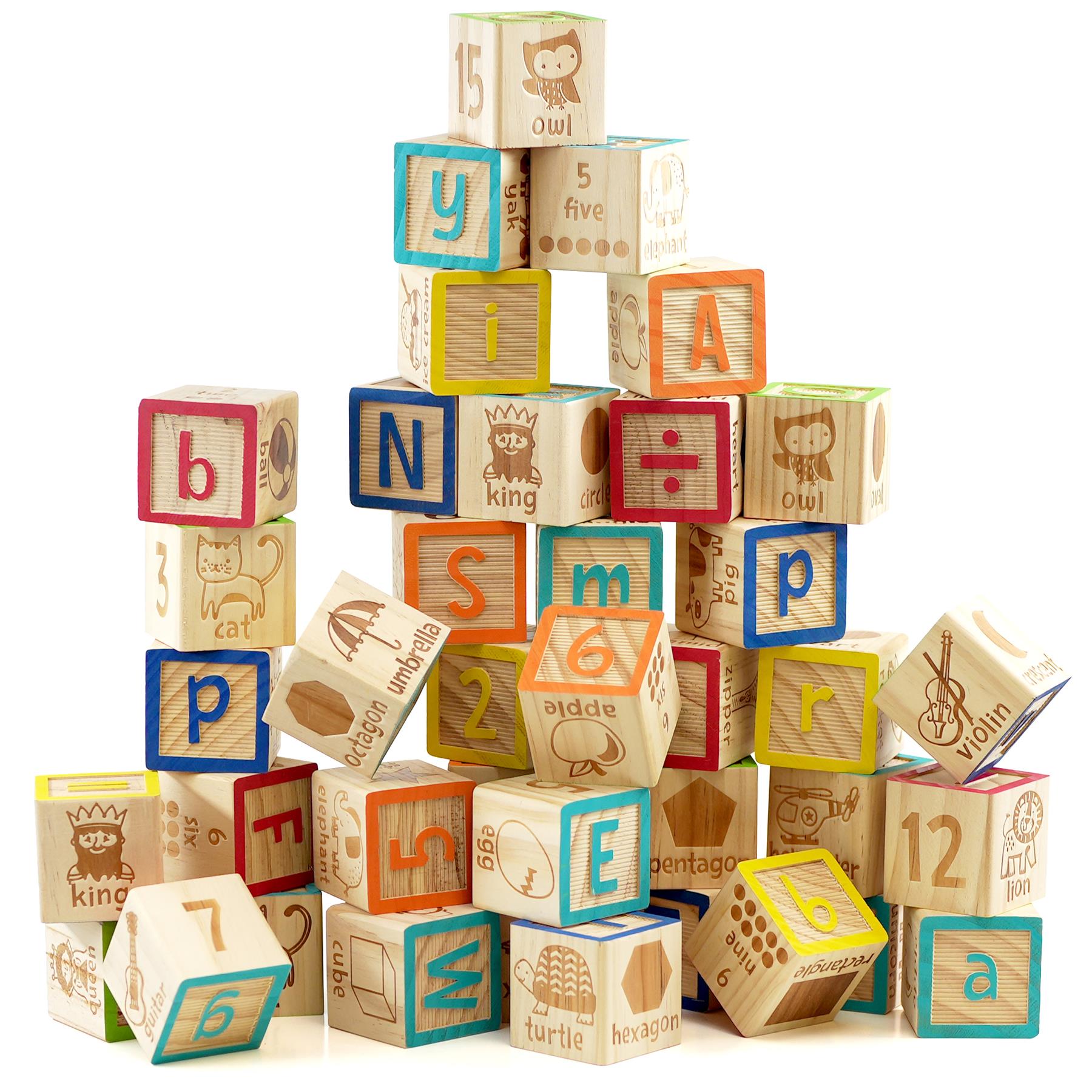 Wooden ABC 123 Block Set Kids Educational Toys At The Magic Toy Shop