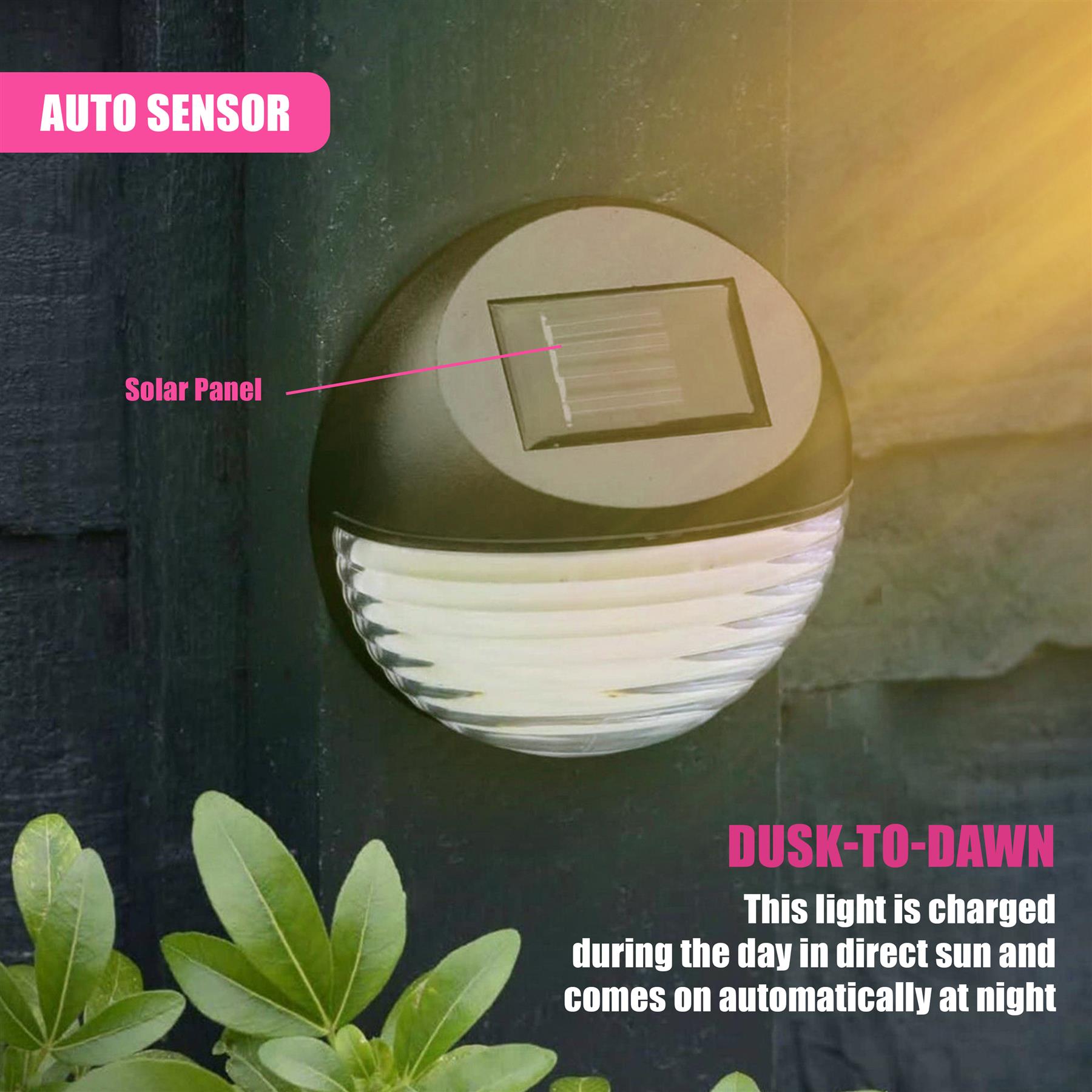 Solar Fence Lights, Set of 4 – Cold White LED, Black by GEEZY - The Magic Toy Shop