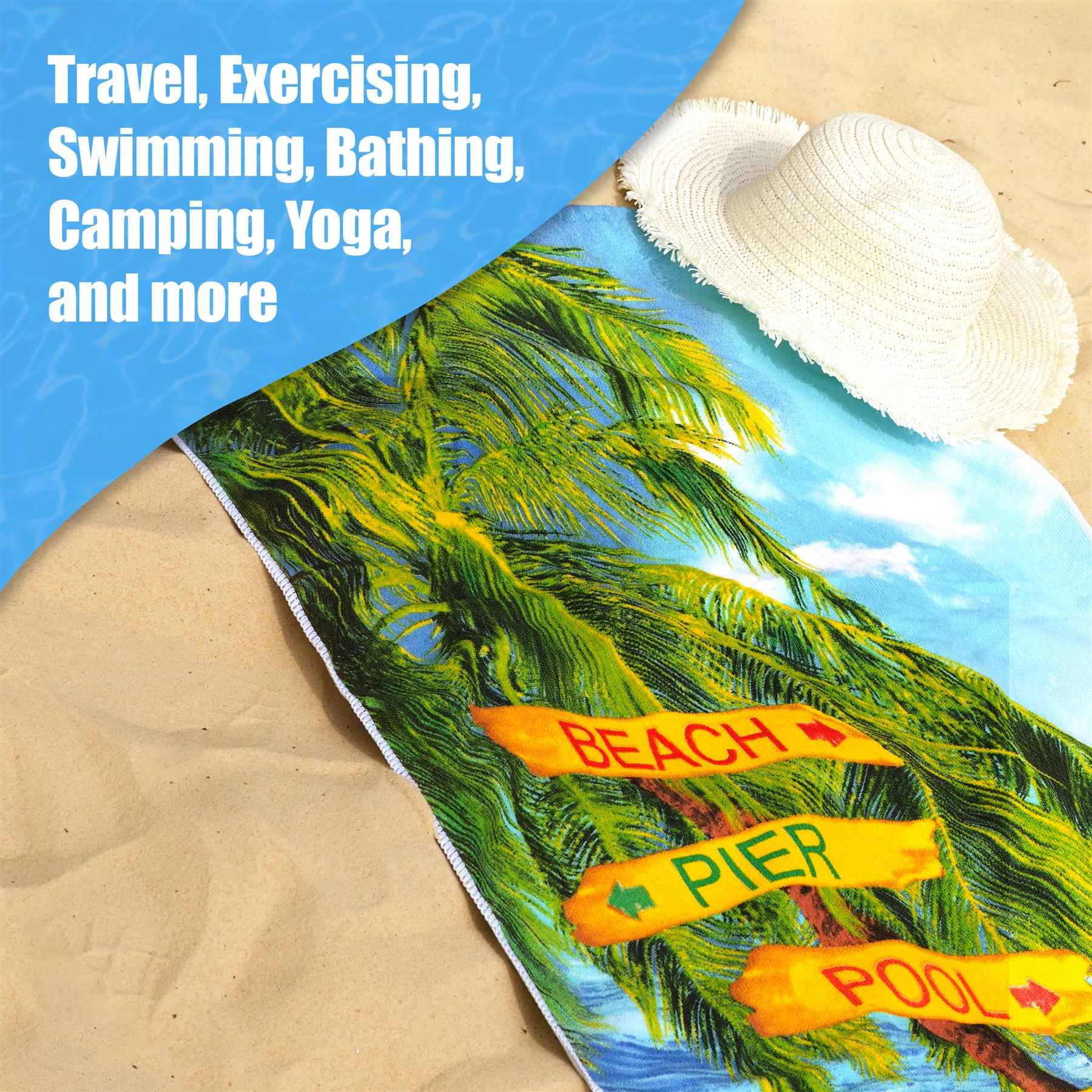 Beach Signs Design Large Towel by GEEZY - The Magic Toy Shop