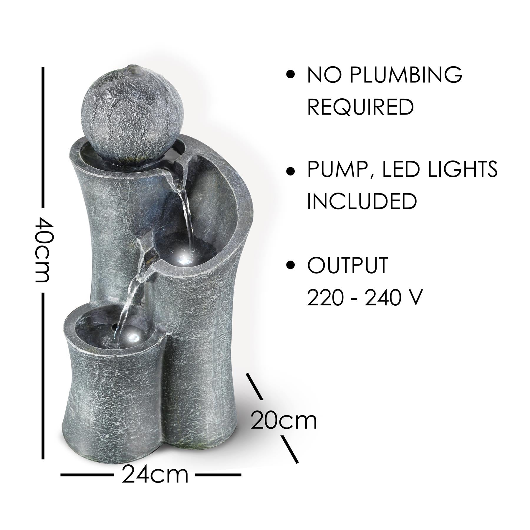 Ball on Top Water Feature Outdoor With LED by GEEZY - The Magic Toy Shop