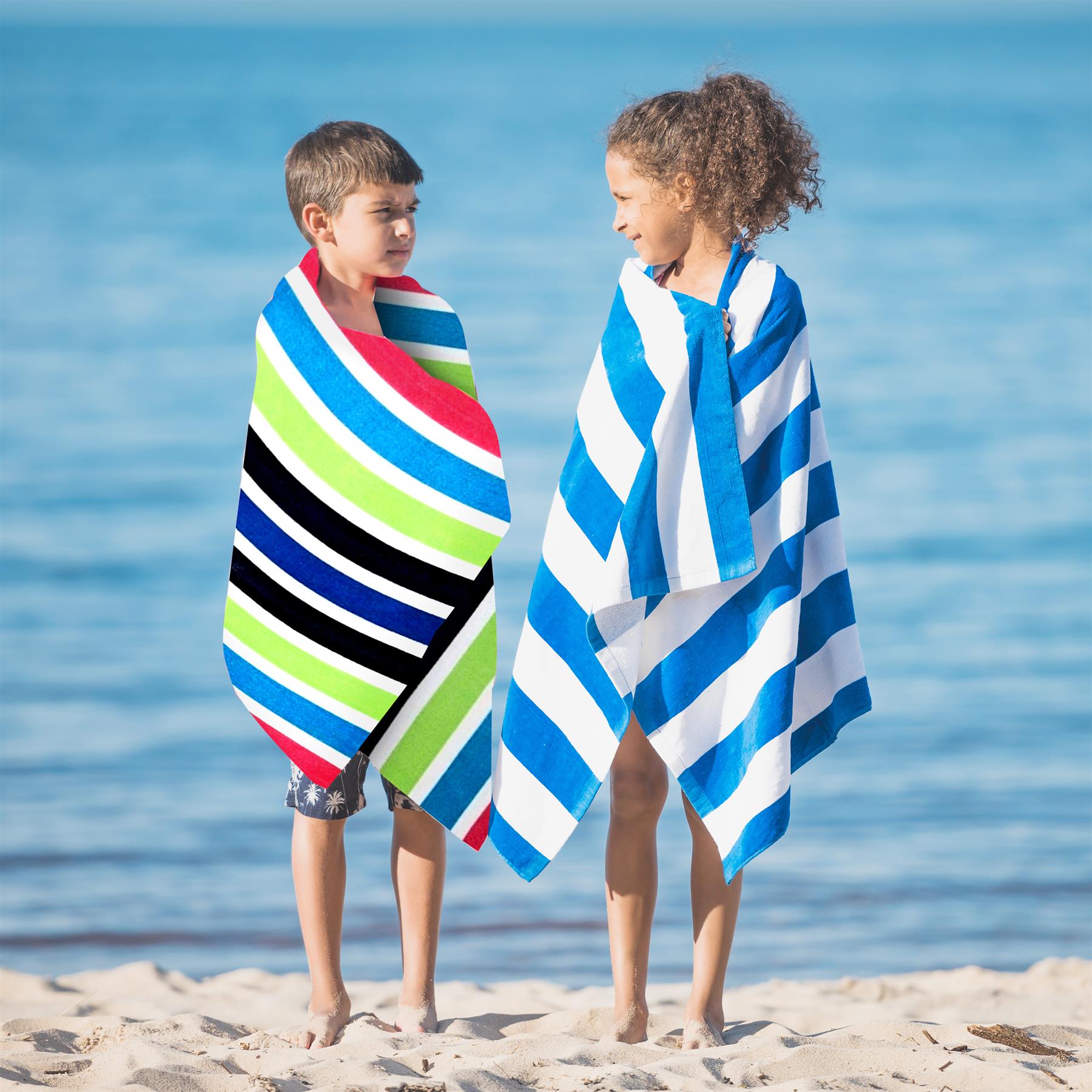 Large Velour Striped Beach Towel (Sanguine) by Geezy - The Magic Toy Shop