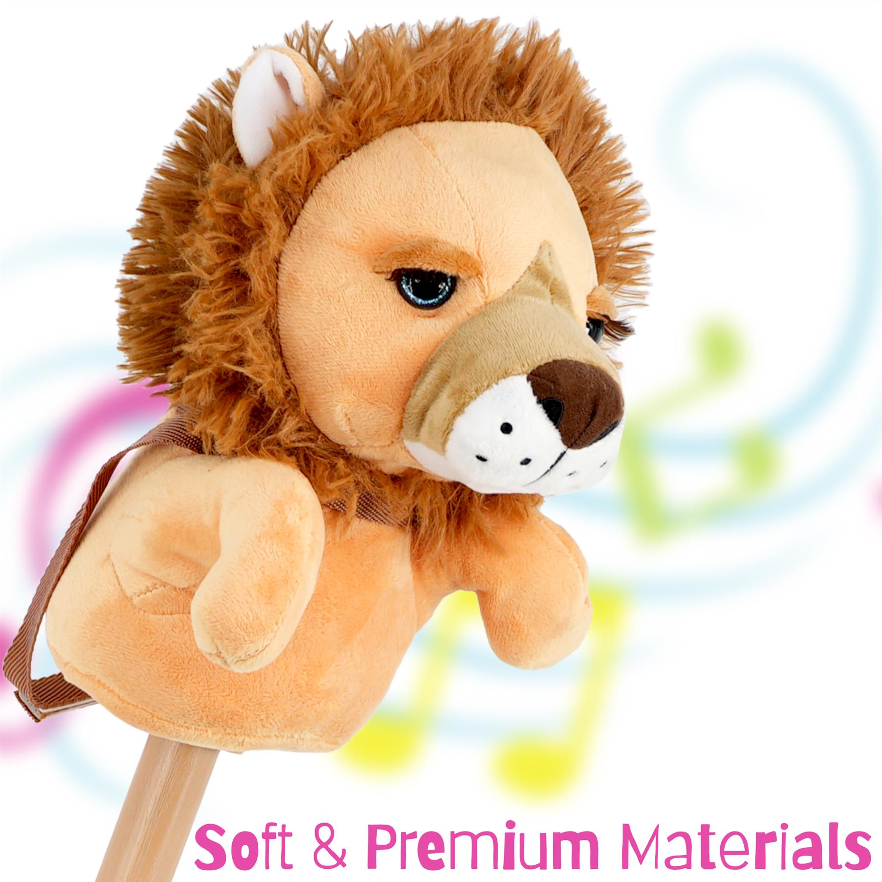 Kids Hobby Horse Toy Lion with Sounds by The Magic Toy Shop - The Magic Toy Shop