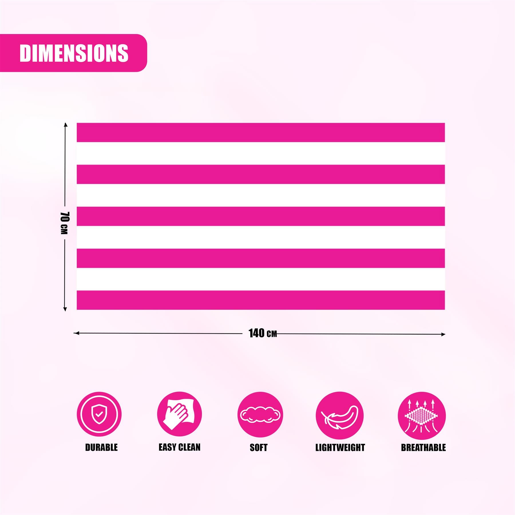 Beach Bath Towel Large Microfibre Pink Striped by GEEZY - The Magic Toy Shop