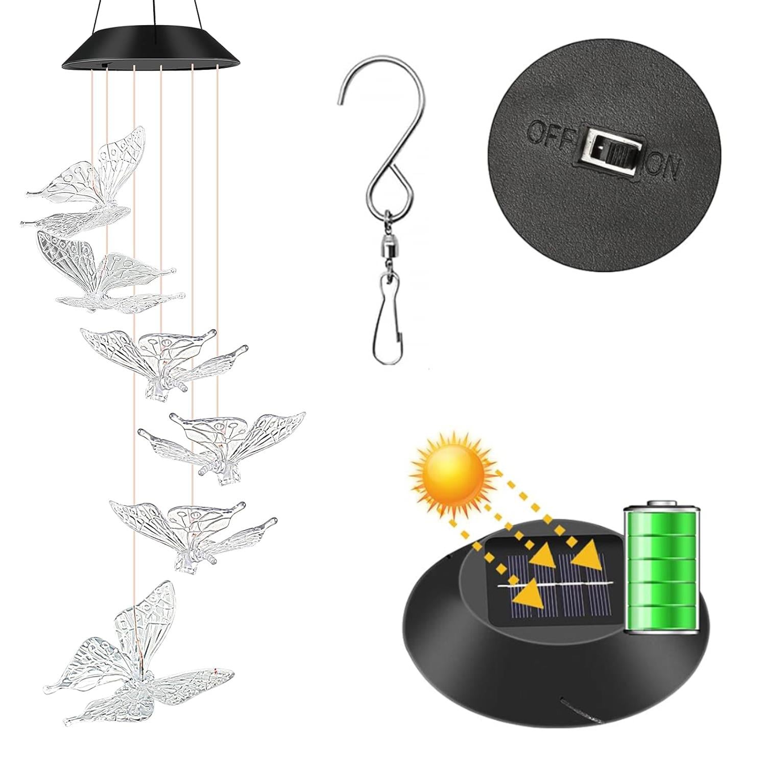Solar Butterfly Wind Chimes LED