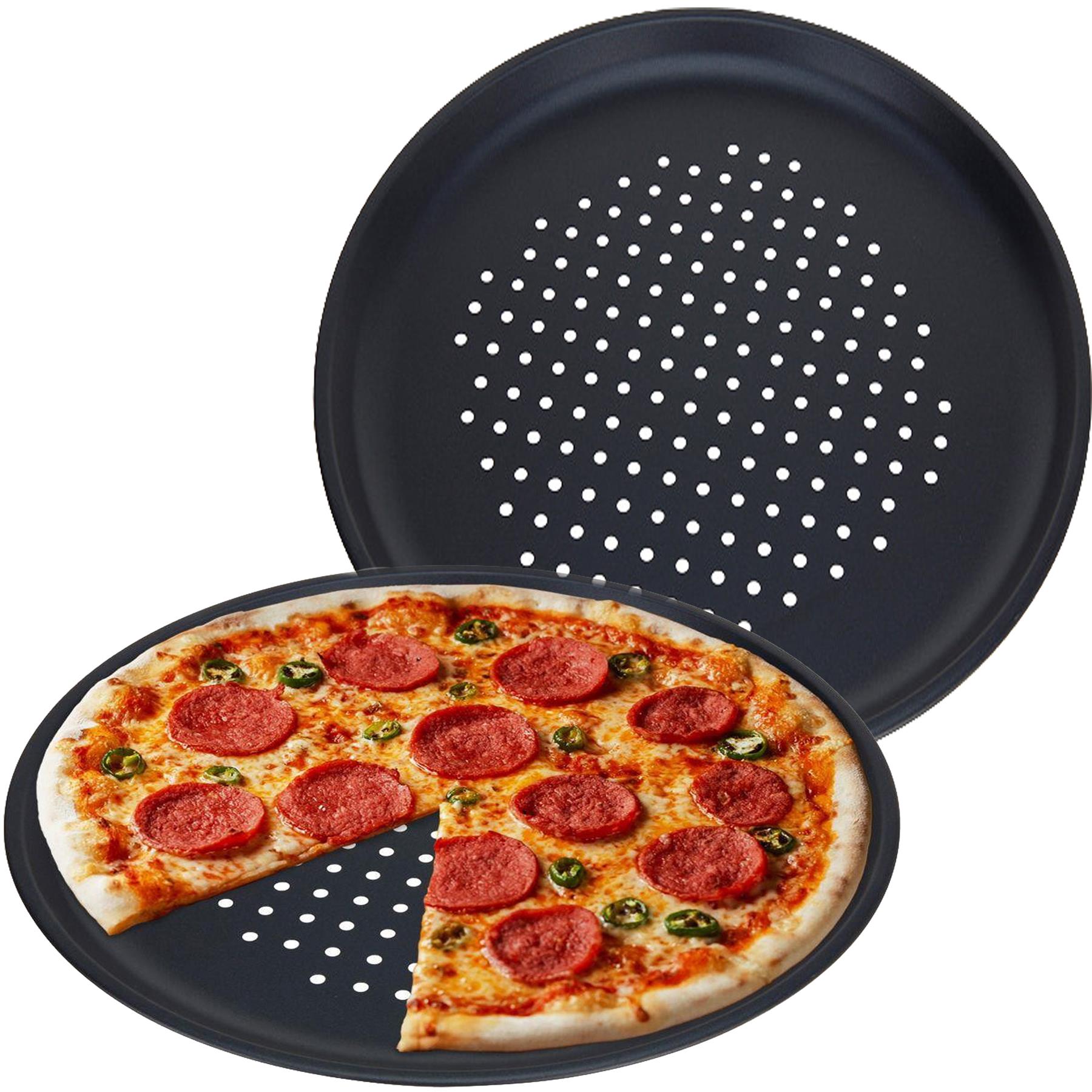 Non-stick pizza baking tray set of 2, pizza wheel and slicer. - The Magic Toy Shop