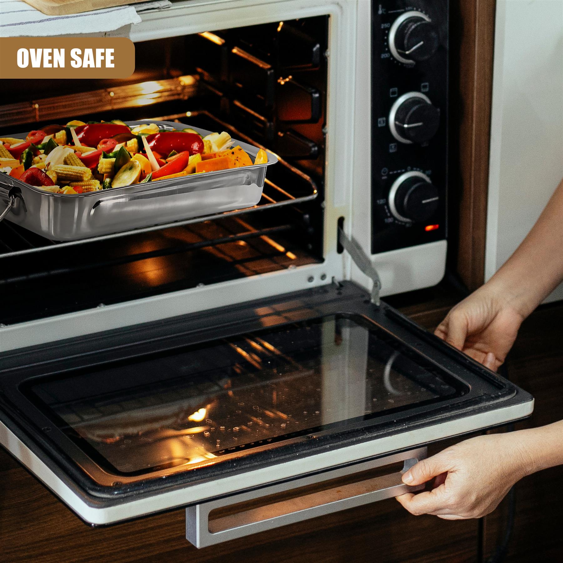 Set Of 3 Stainless Steel Roasting Trays by GEEZY - The Magic Toy Shop