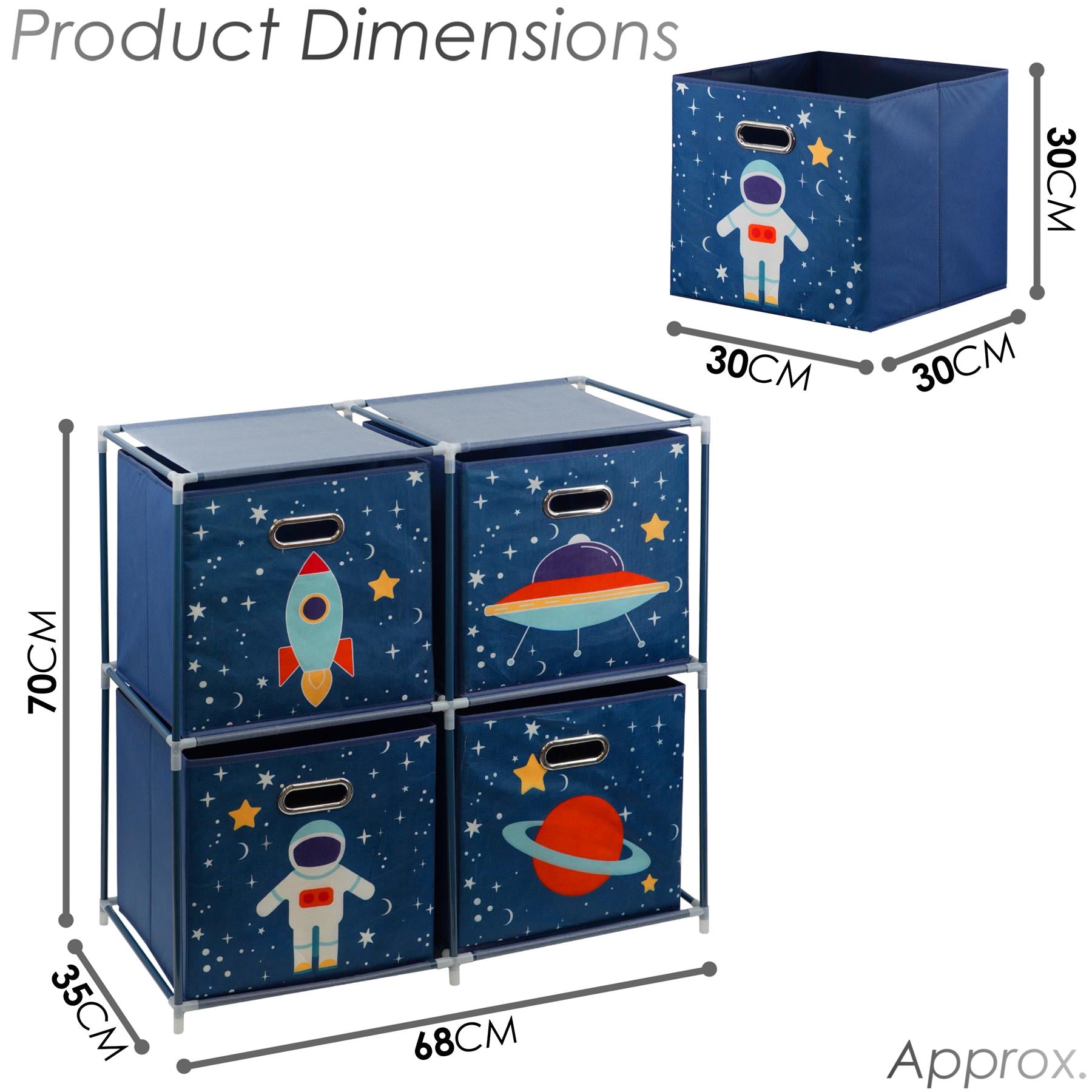 Kids Storage Cube Units, Space Theme