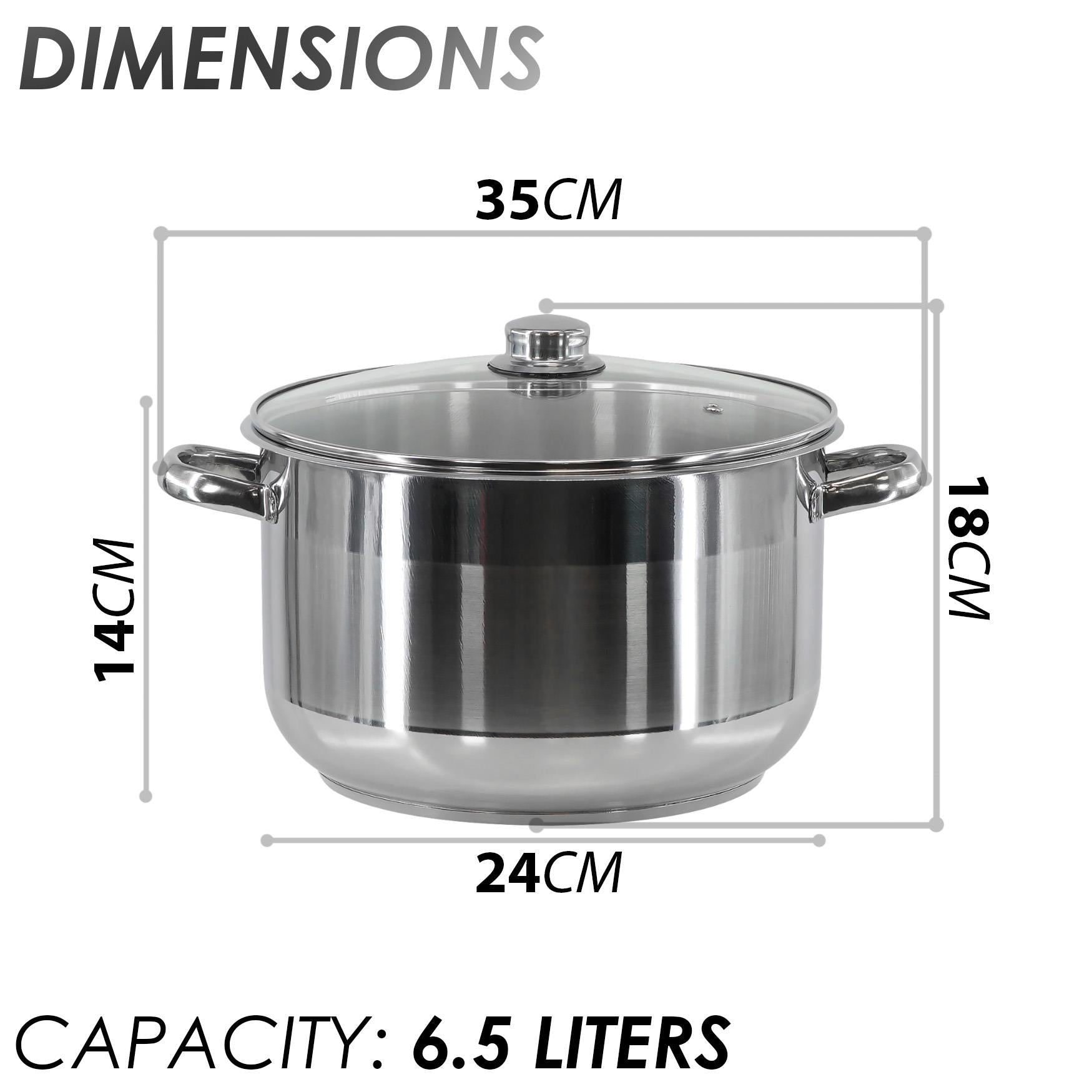 Stainless Steel Stock Pot with Lid 6.5L by GEEZY - The Magic Toy Shop