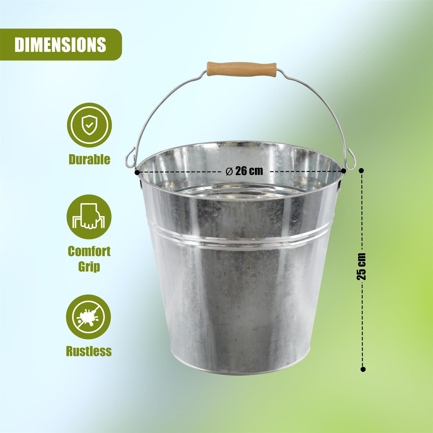 Zinc Bucket With Wooden Holder by Geezy - The Magic Toy Shop