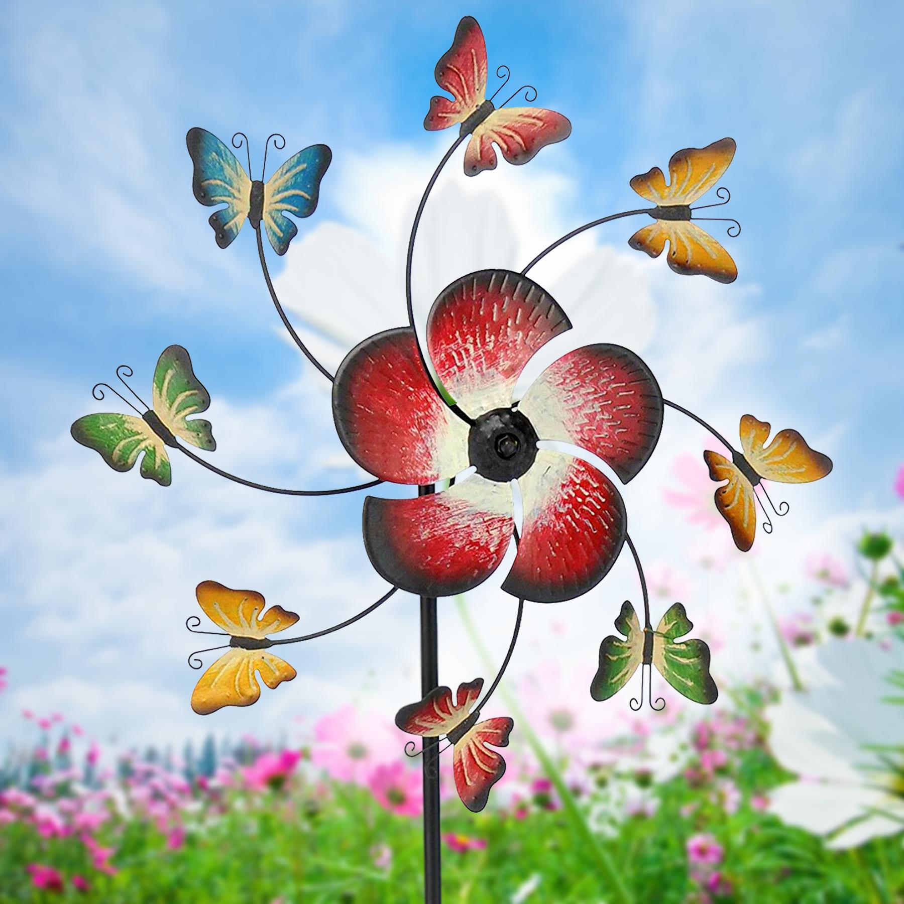 Large Freestanding Metal Garden Windmill - Butterflies Design by GEEZY - The Magic Toy Shop