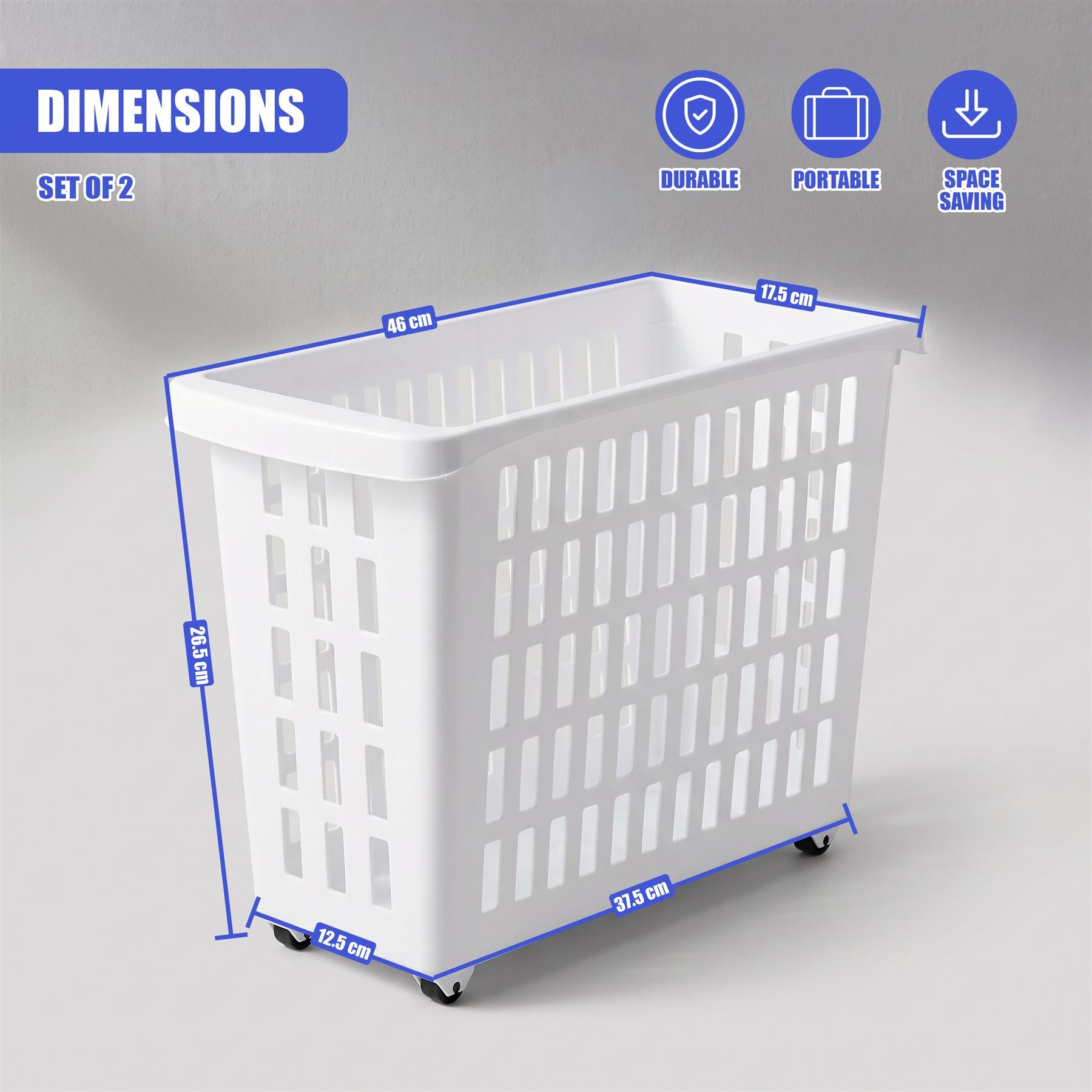 Set of 2 Storage Baskets with Wheels