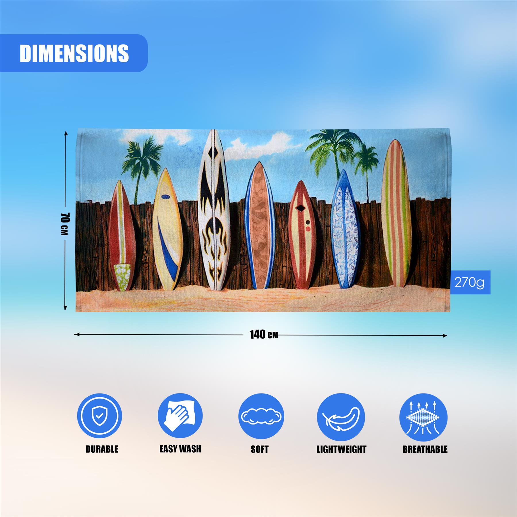 Surfboards Design Large Towel by Geezy - The Magic Toy Shop