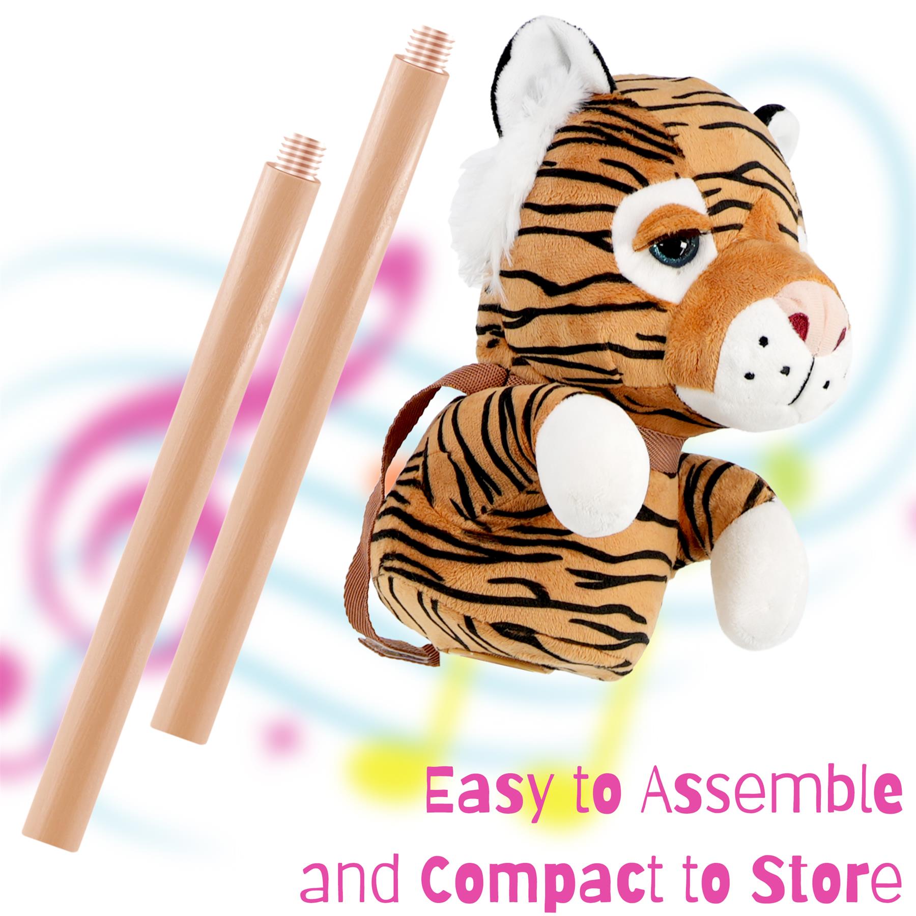 Kids Hobby Horse Toy Tiger with Sounds by The Magic Toy Shop - The Magic Toy Shop