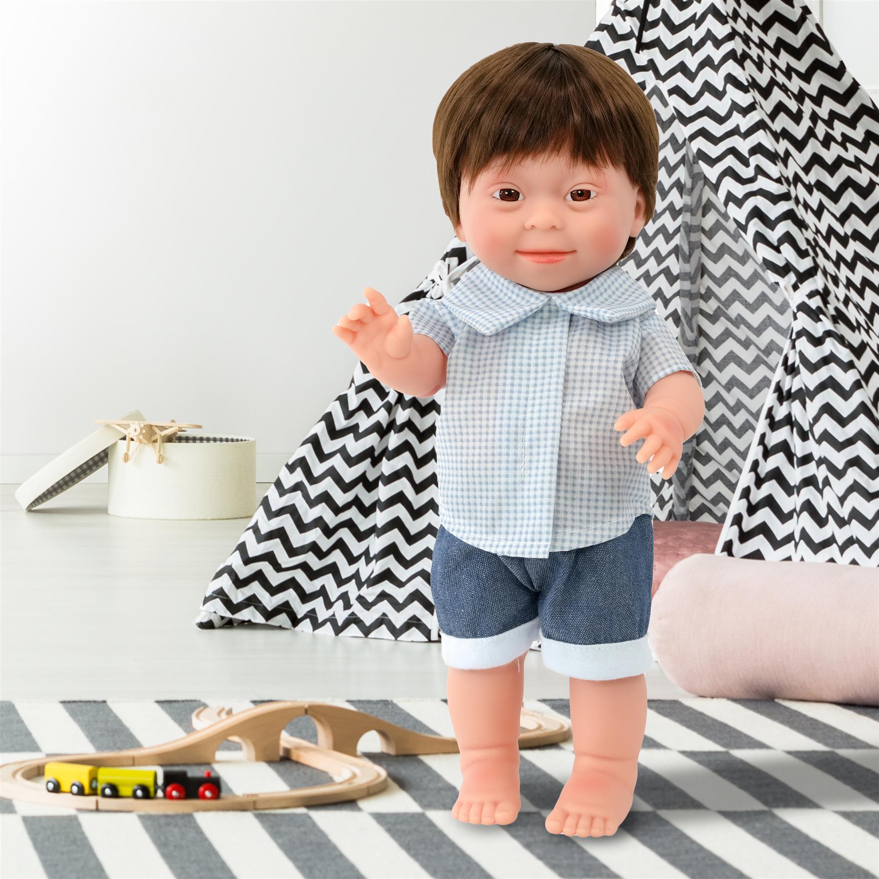 BiBi Doll Down Syndrome Boy - Brown Hair (36 cm / 14") by BiBi Doll - The Magic Toy Shop