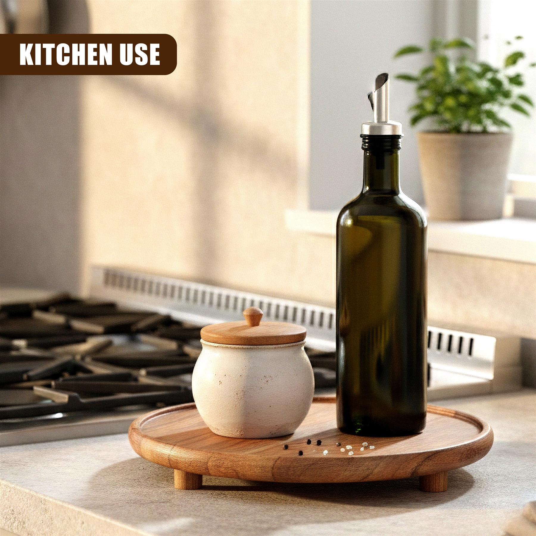 Round Acacia Wood Serving Tray