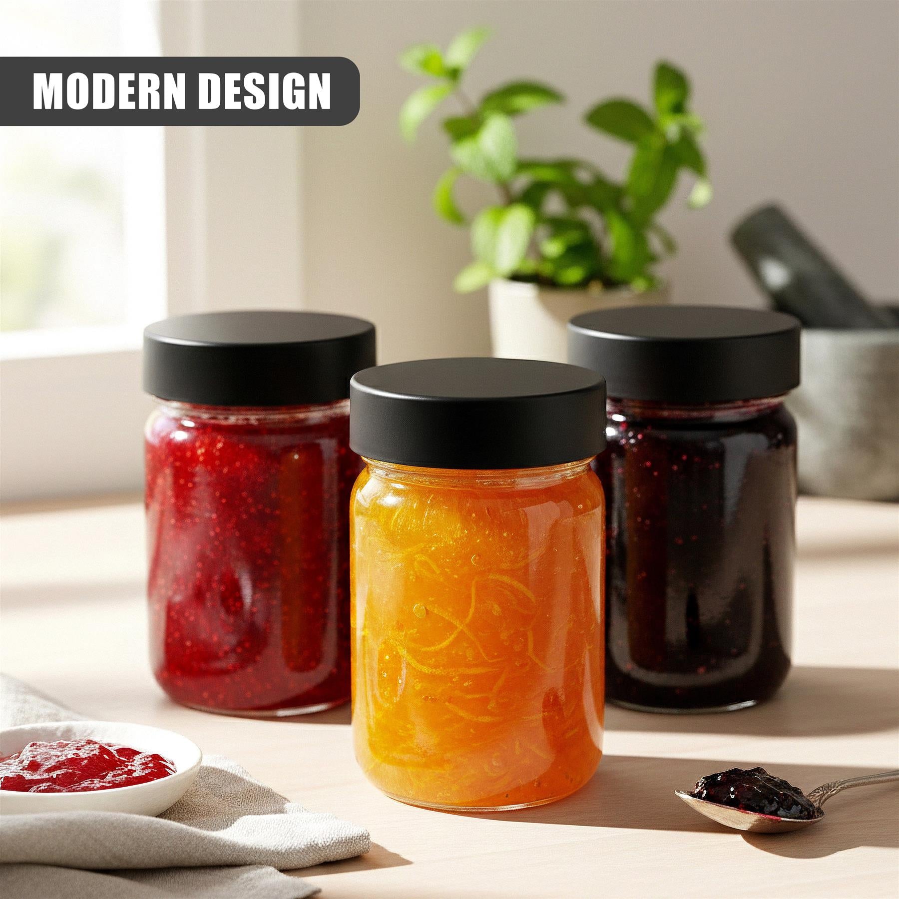 Set of 6 Glass Spice Jars with Screw Lids
