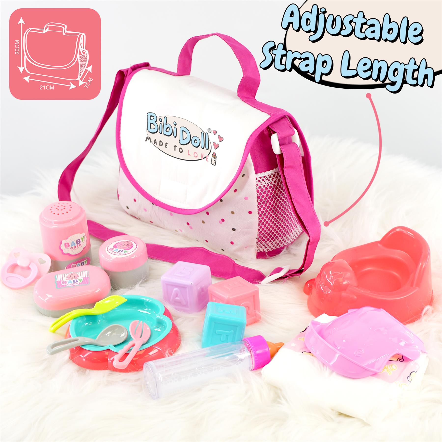 Doll Changing Bag With Accessories by BiBi Doll - The Magic Toy Shop