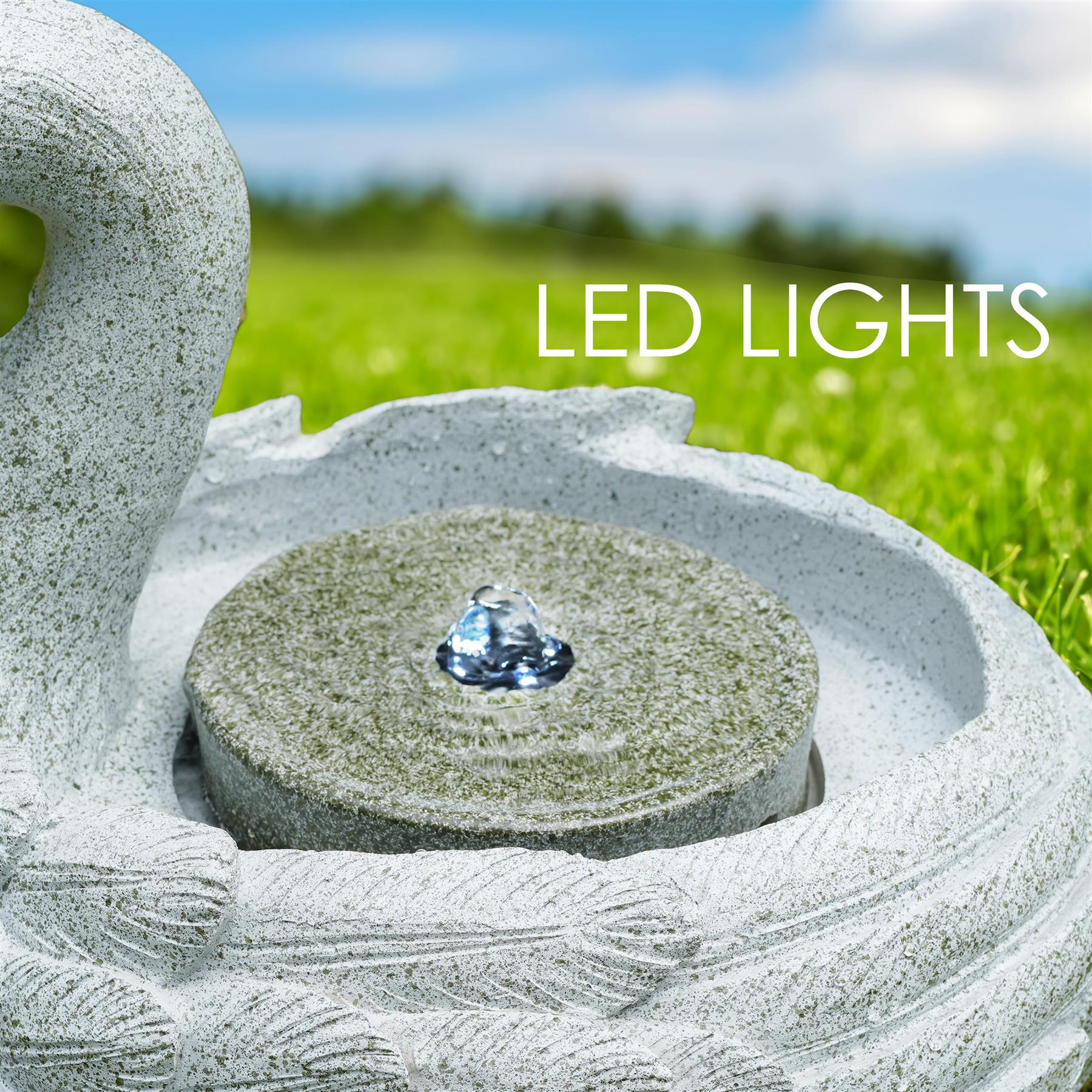 Swan Design Water Feature Outdoor With LED by GEEZY - The Magic Toy Shop