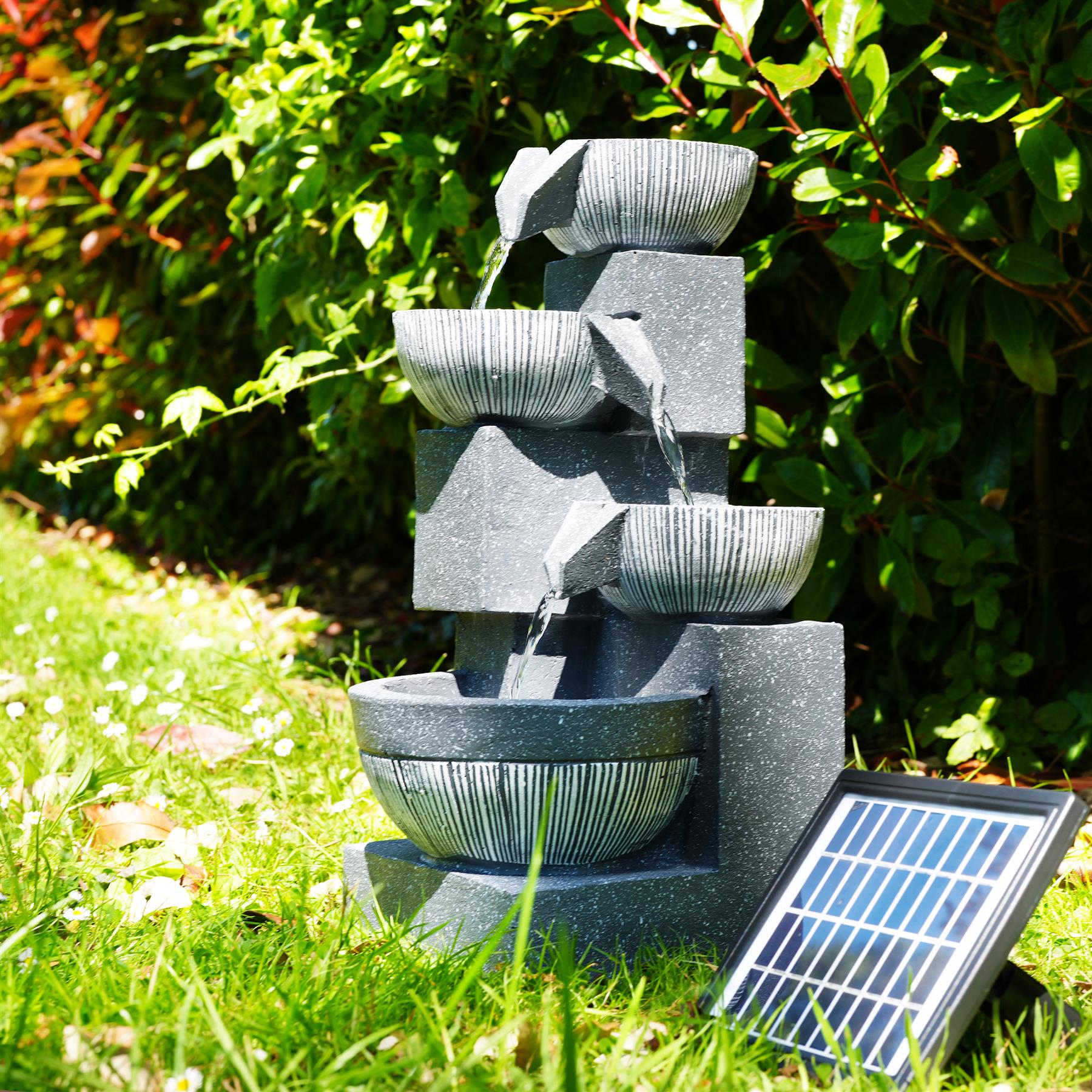 4 Tier Bowl Solar Water Feature Outdoor With LED by GEEZY - The Magic Toy Shop