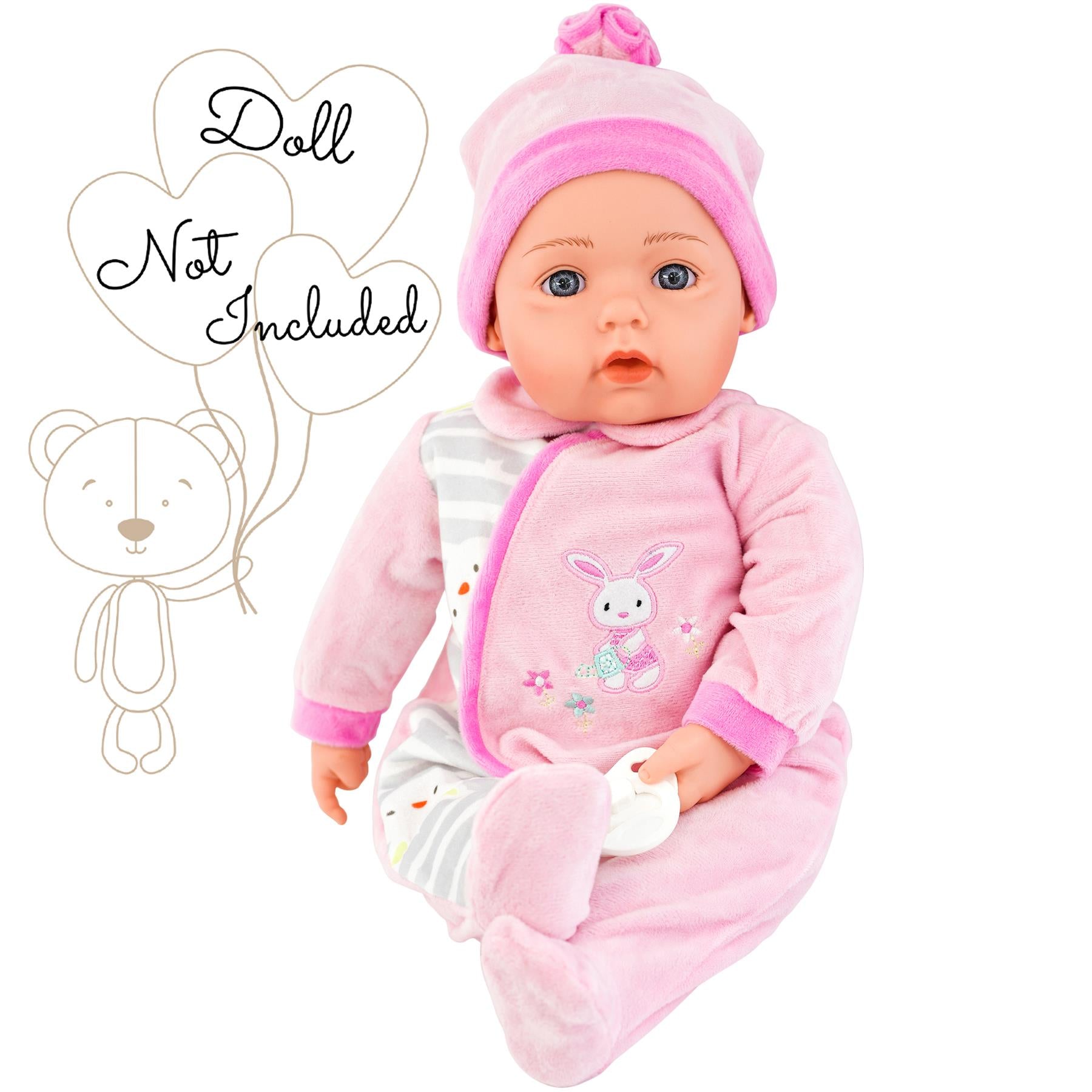 BiBi Outfits - Set of Two Doll Clothes (Pink Elephant & Pink) (50 cm / 20")