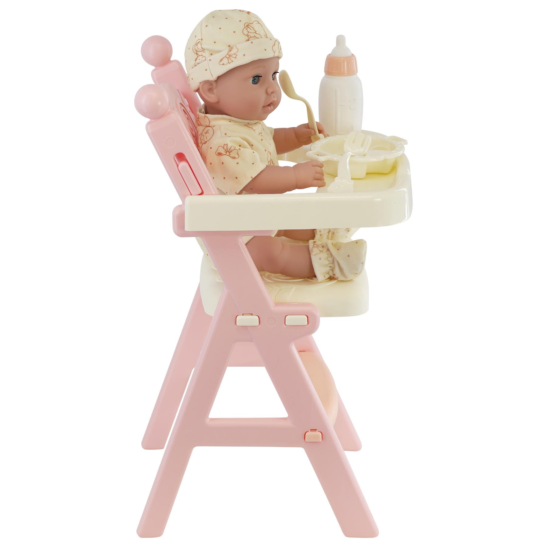 This is a doll. It's in a high chair. - The Magic Toy Shop