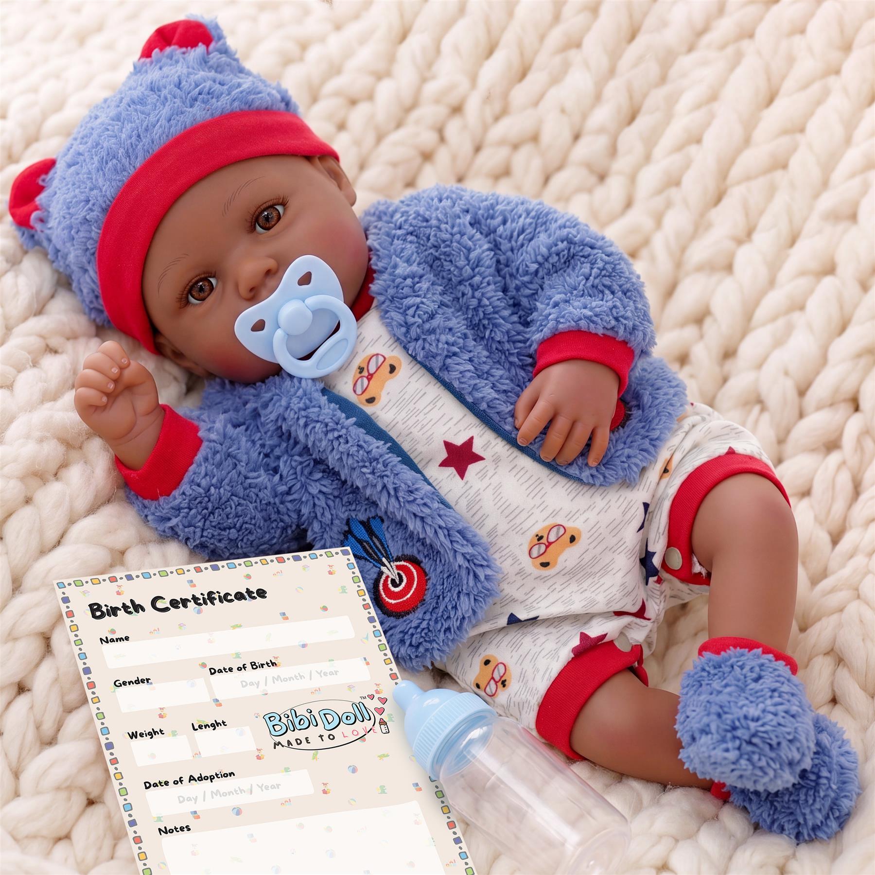 BiBi Black Doll Reborn Ethnic Boy "Posy" (50 cm / 20")
