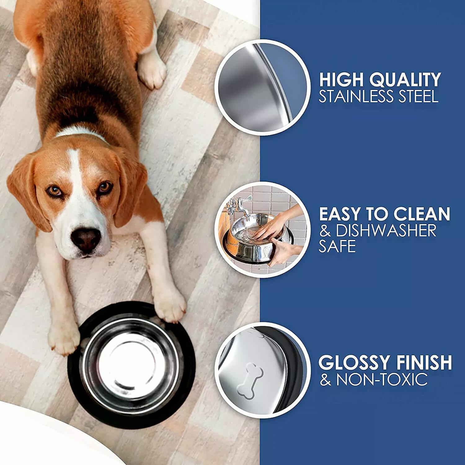 Set of Two Stainless Steel Dog Bowls by GEEZY - The Magic Toy Shop
