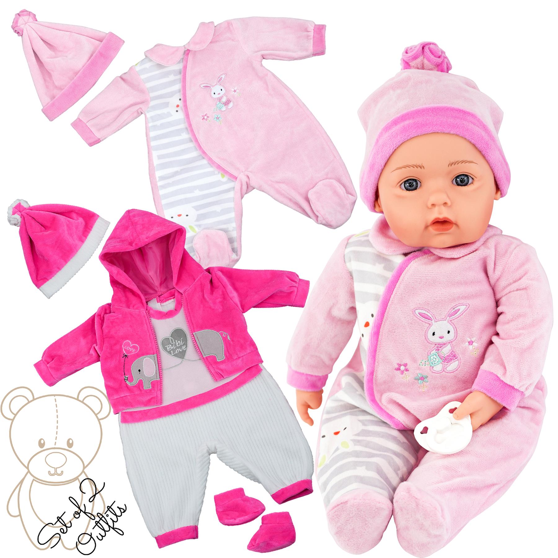 BiBi Outfits - Set of Two Doll Clothes (Pink Elephant & Pink) (50 cm / 20") by BiBi Doll - The Magic Toy Shop