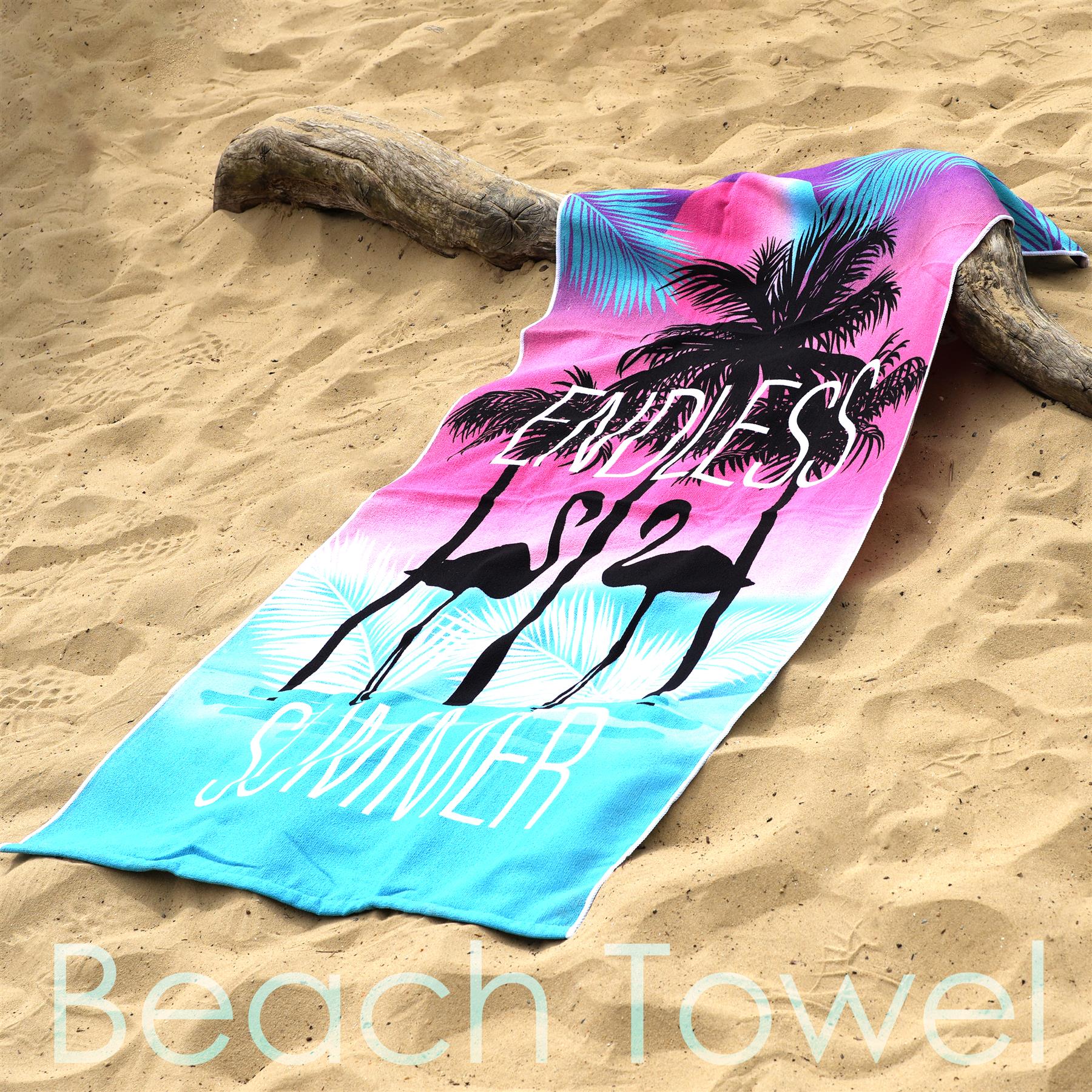 Beach Bath Towel Flamingo Design Microfibre Towel by GEEZY - The Magic Toy Shop