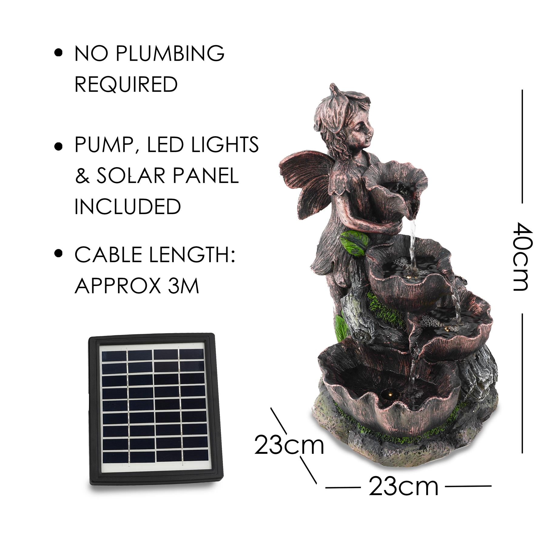Fairy Solar Water Feature Outdoor With LED by GEEZY - The Magic Toy Shop