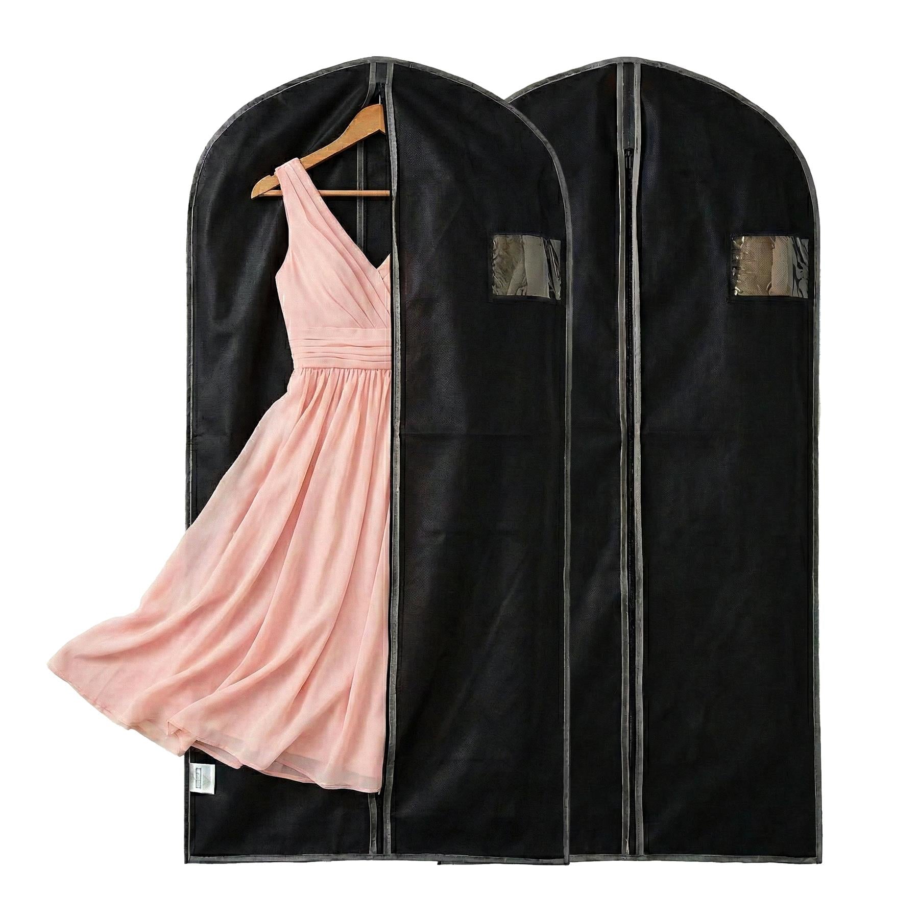 black dress bag Zip Up Hanging Garment Cover 2PCS Olive Green Satin Formal BestSeller SIZE:39